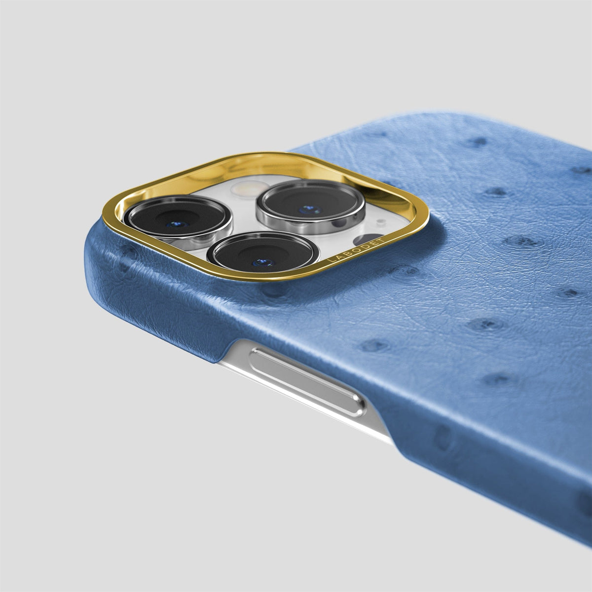 Navy-Blue iPhone 13 Pro Max Classic Case Ostrich with Gold Metal -6 | Navy-Blue-Gold