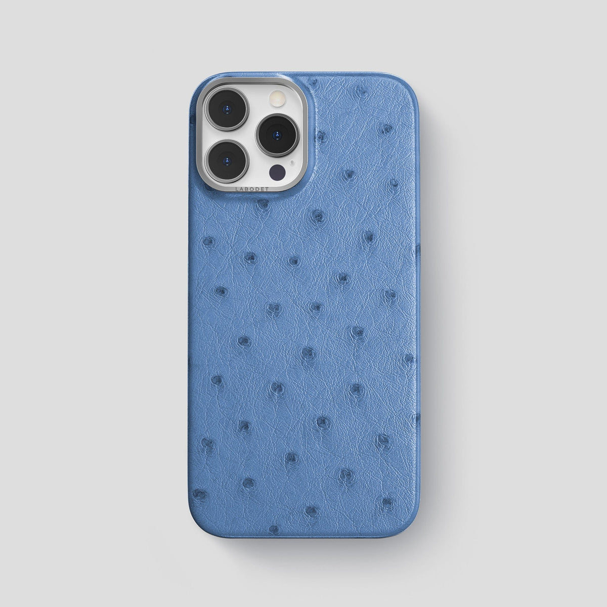 Navy-Blue iPhone 13 Pro Max Classic Case Ostrich with Steel Metal -1 | Navy-Blue-Steel