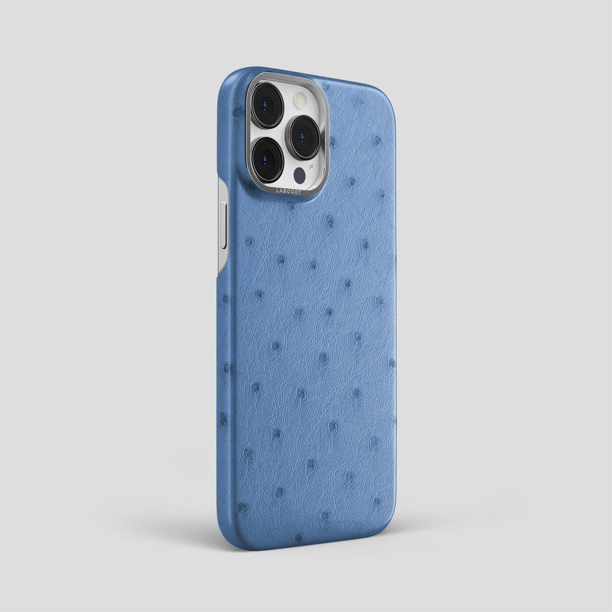 Navy-Blue iPhone 13 Pro Max Classic Case Ostrich with Steel Metal -2 | Navy-Blue-Steel