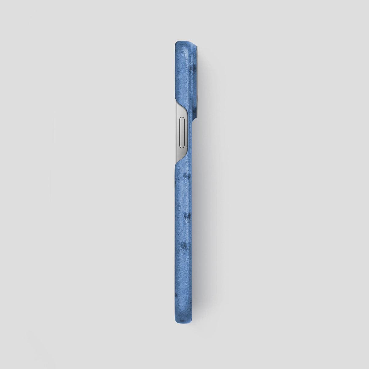 Navy-Blue iPhone 13 Pro Max Classic Case Ostrich with Steel Metal -3 | Navy-Blue-Steel