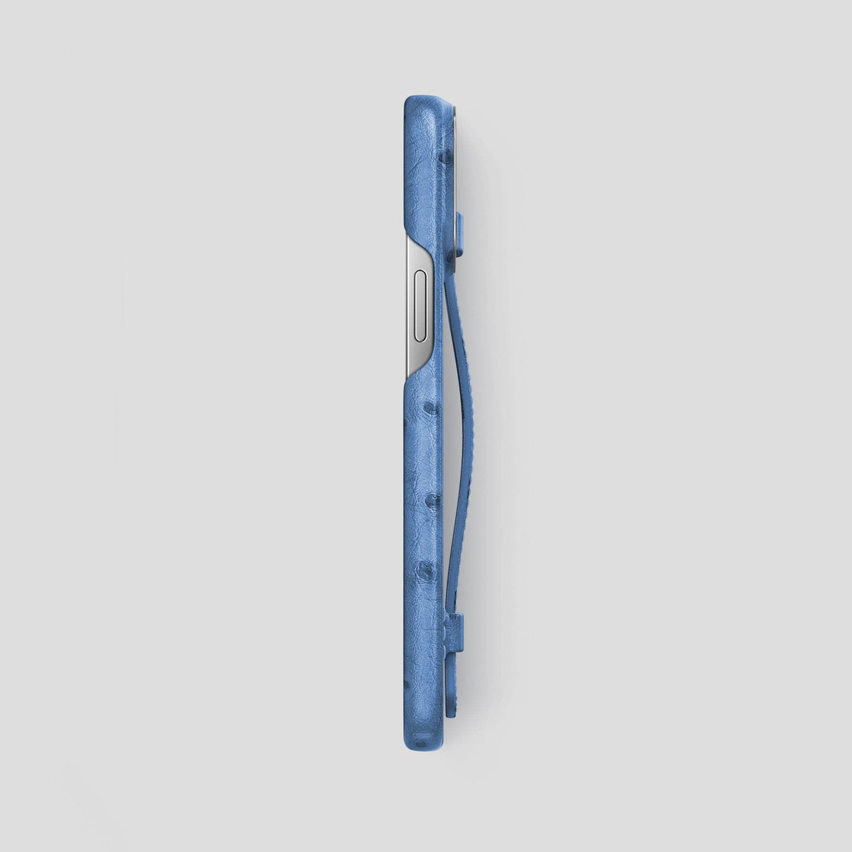 Navy-Blue iPhone 13 Pro Max Handle Case Ostrich with Steel Metal -3 | Navy-Blue-Steel