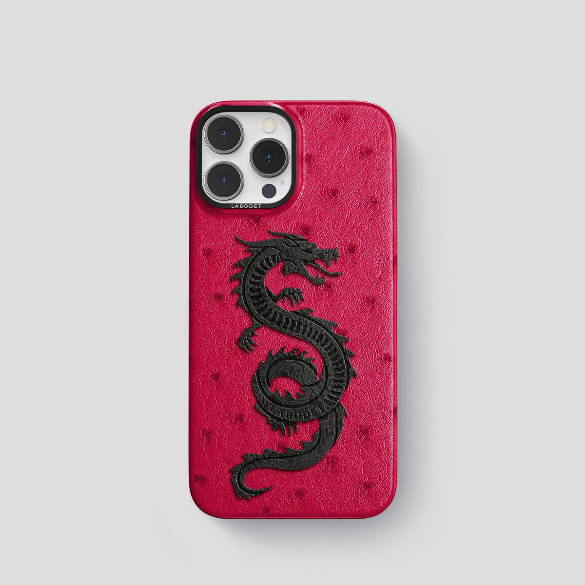 Bordeaux iPhone 13 Pro Classic Case Ostrich with Black Metal -1 | Bordeaux-Black