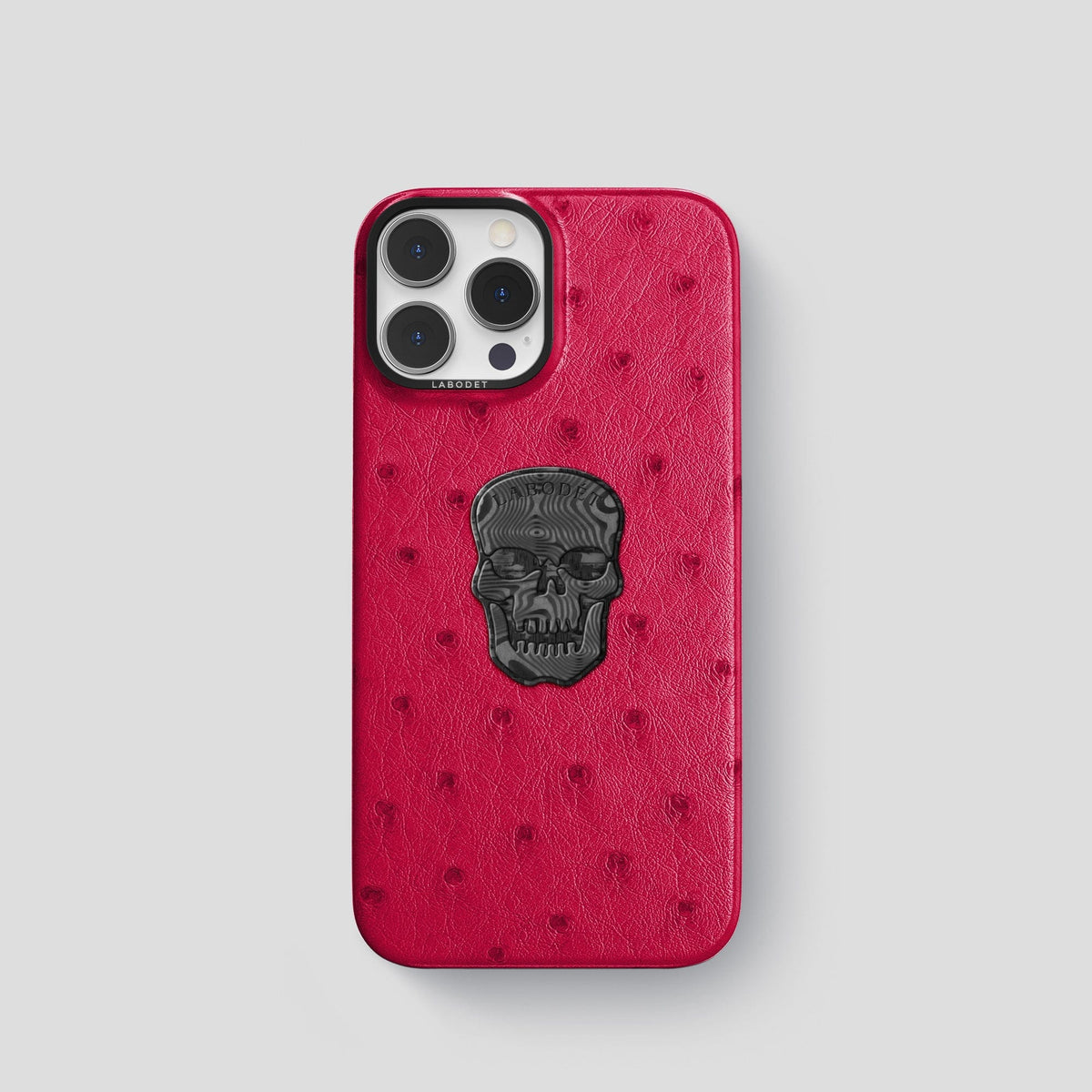 Bordeaux iPhone 13 Pro Classic Case Ostrich with Black Metal -1 | Bordeaux-Black
