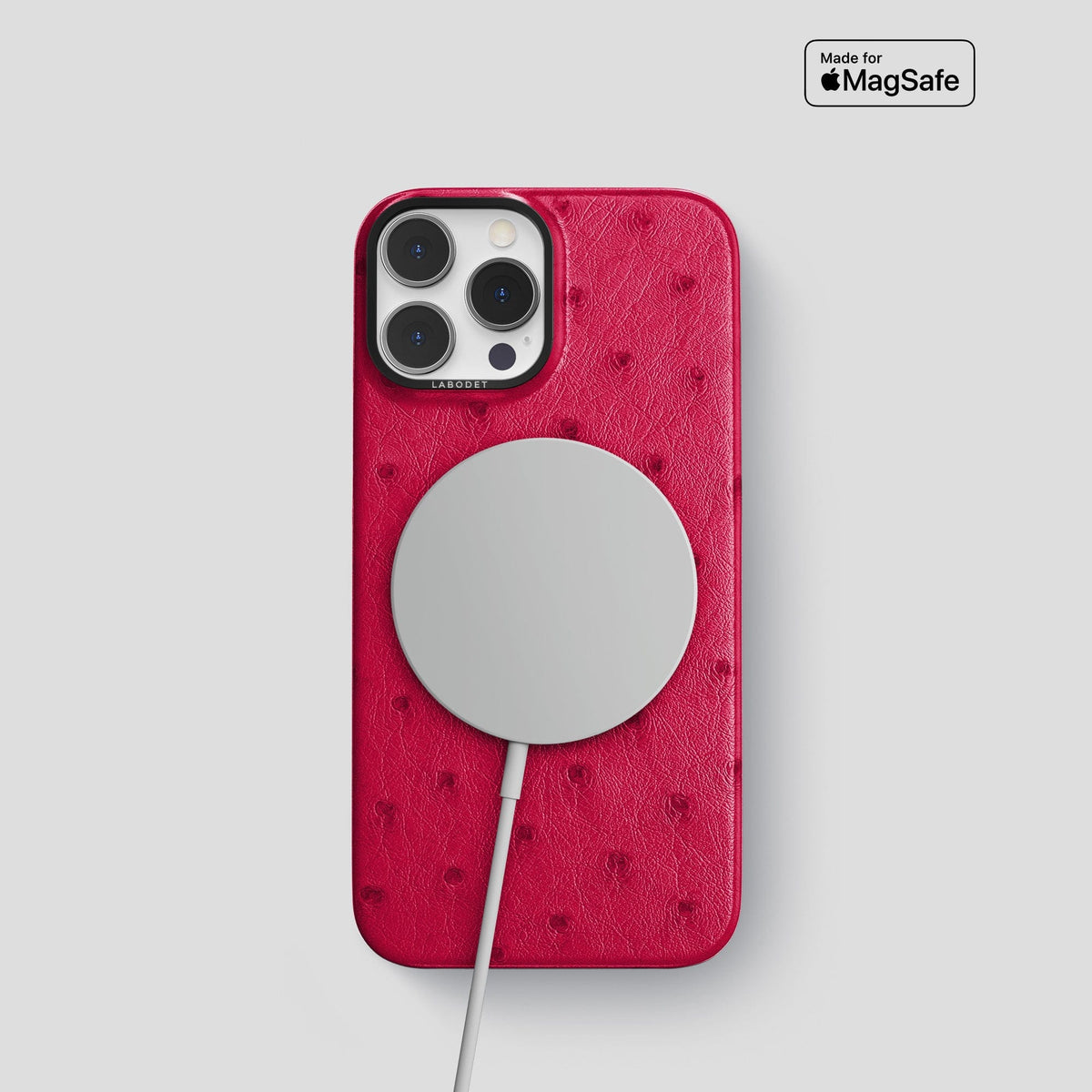 Bordeaux iPhone 13 Pro Classic Case Ostrich with Black Metal -5 | Bordeaux-Black