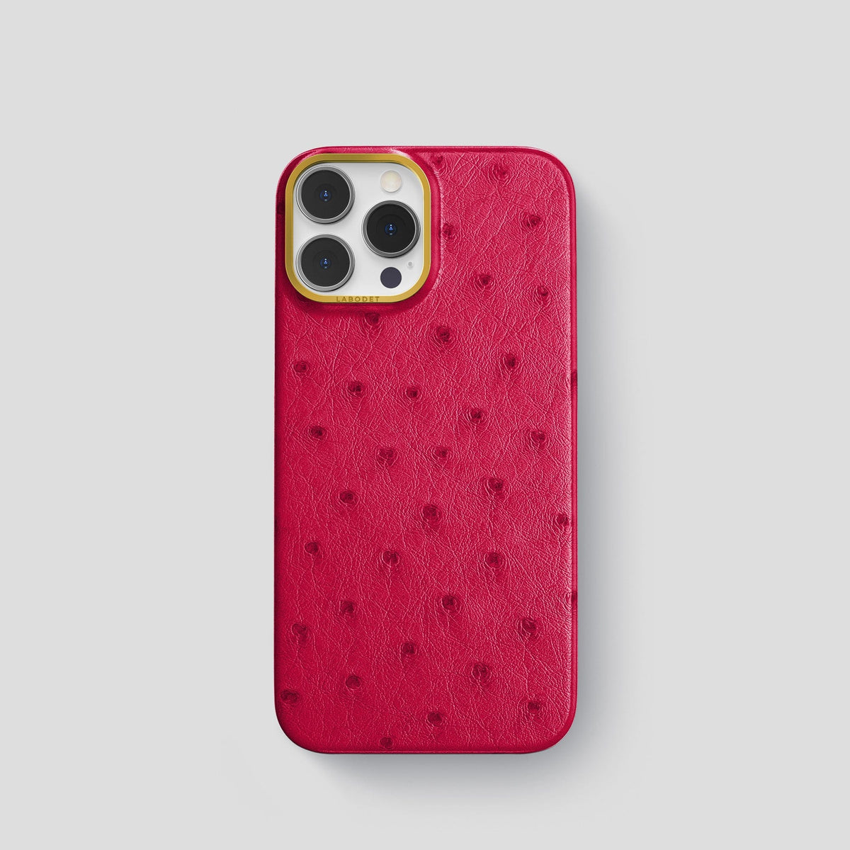 Bordeaux iPhone 13 Pro Classic Case Ostrich with Gold Metal -1 | Bordeaux-Gold