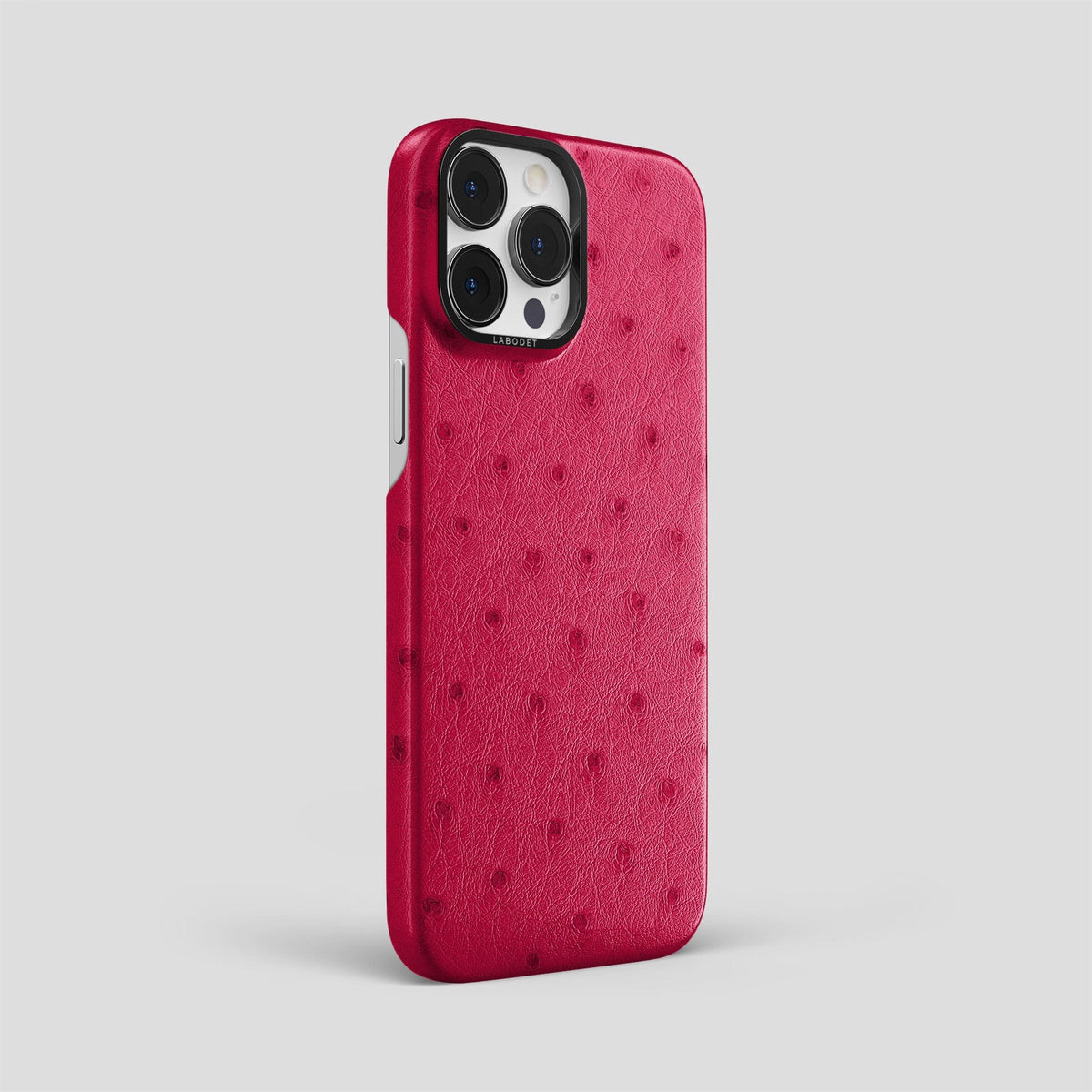 Bordeaux iPhone 13 Pro Max Classic Case Ostrich with Black Metal -2 | Bordeaux-Black