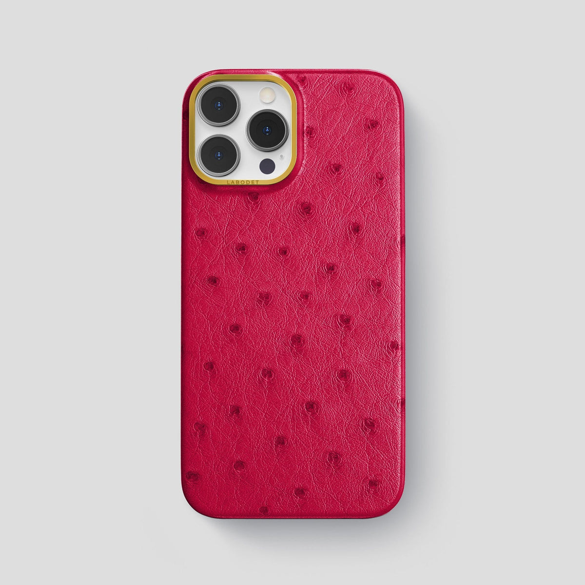 Bordeaux iPhone 13 Pro Max Classic Case Ostrich with Gold Metal -1 | Bordeaux-Gold