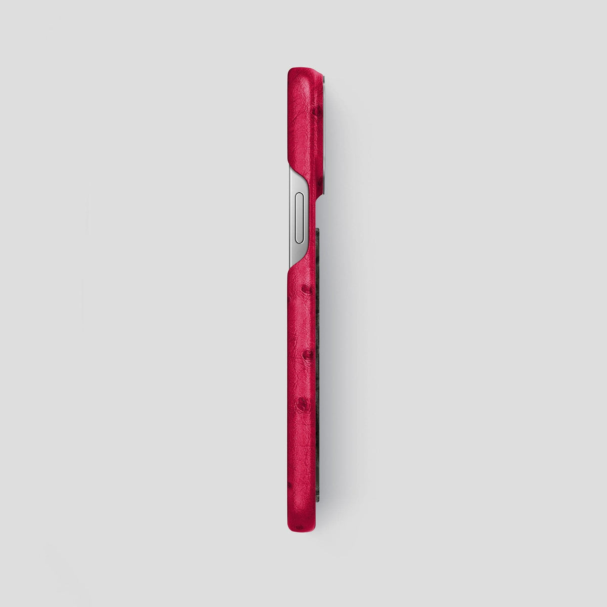 Bordeaux iPhone 13 Pro Max Classic Case Ostrich with Steel Metal -3 | Bordeaux-Steel