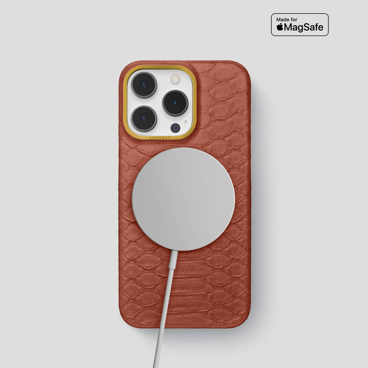 Brown iPhone 13 Pro Classic Case Python with Gold Metal -5 | Brown-Gold