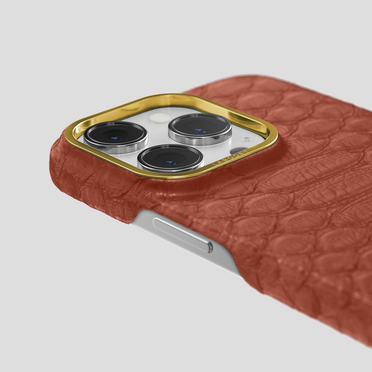 Brown iPhone 13 Pro Classic Case Python with Gold Metal -7 | Brown-Gold