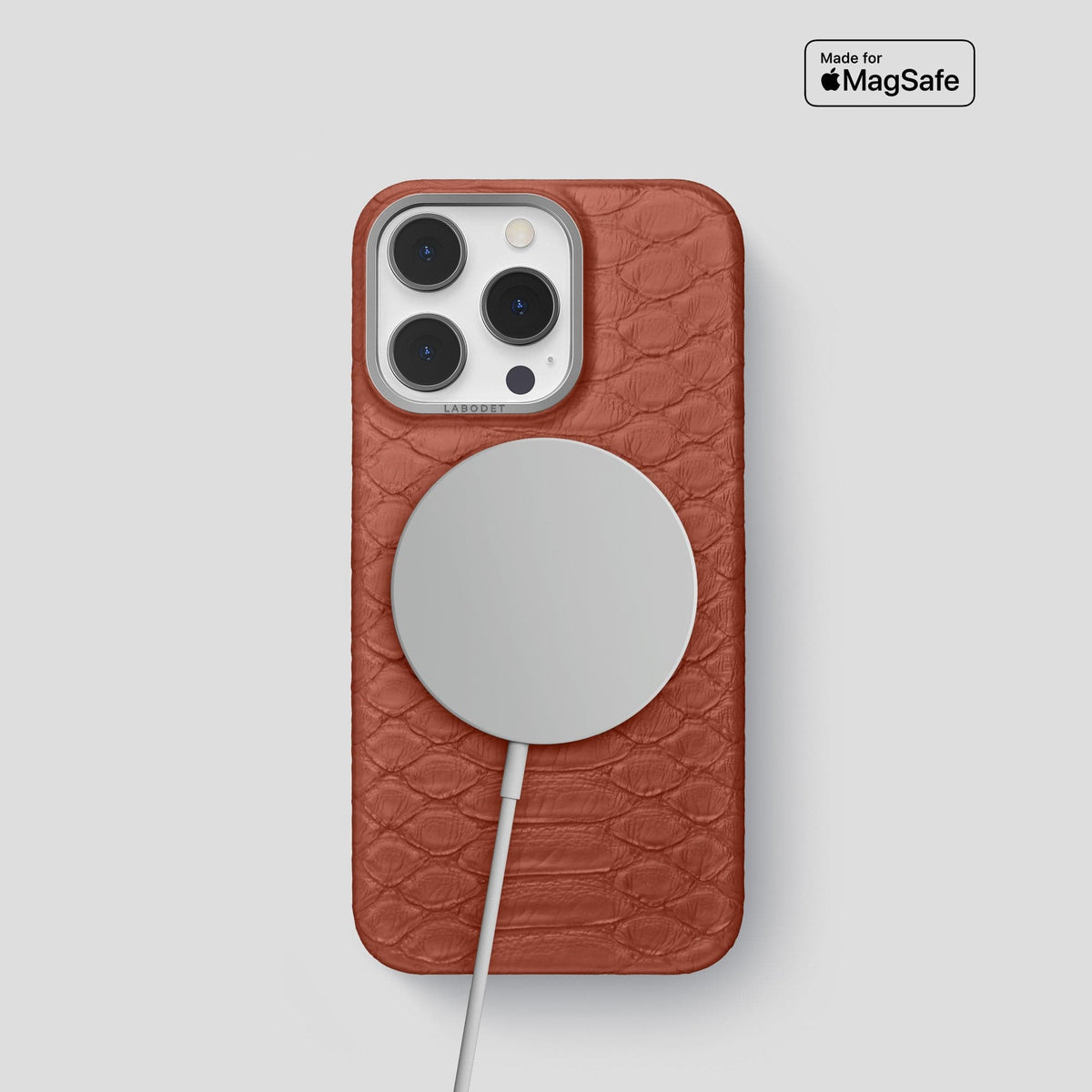 Brown iPhone 13 Pro Classic Case Python with Steel Metal -5 | Brown-Steel