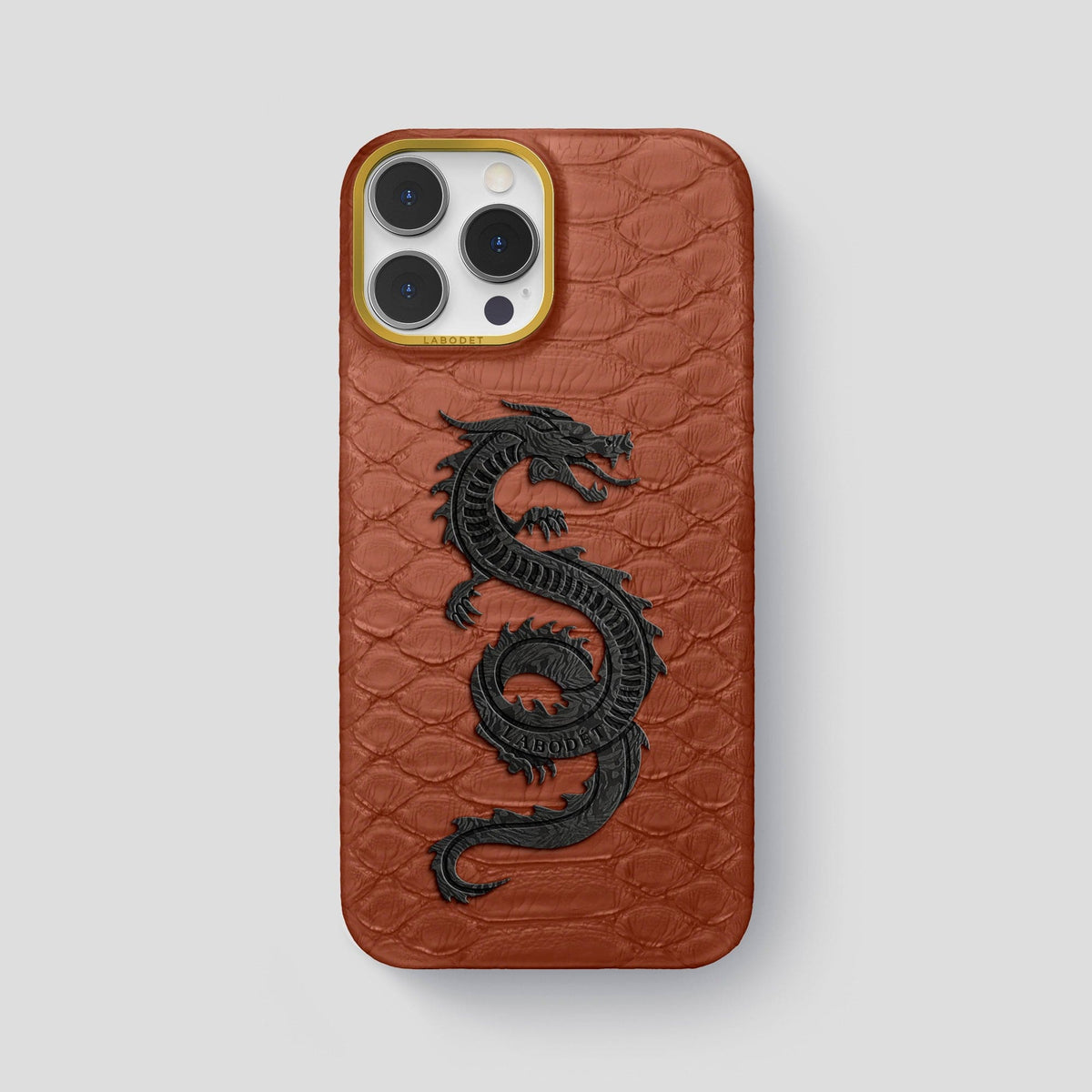 Brown iPhone 13 Pro Max Classic Case Python with Gold Metal -1 | Brown-Gold