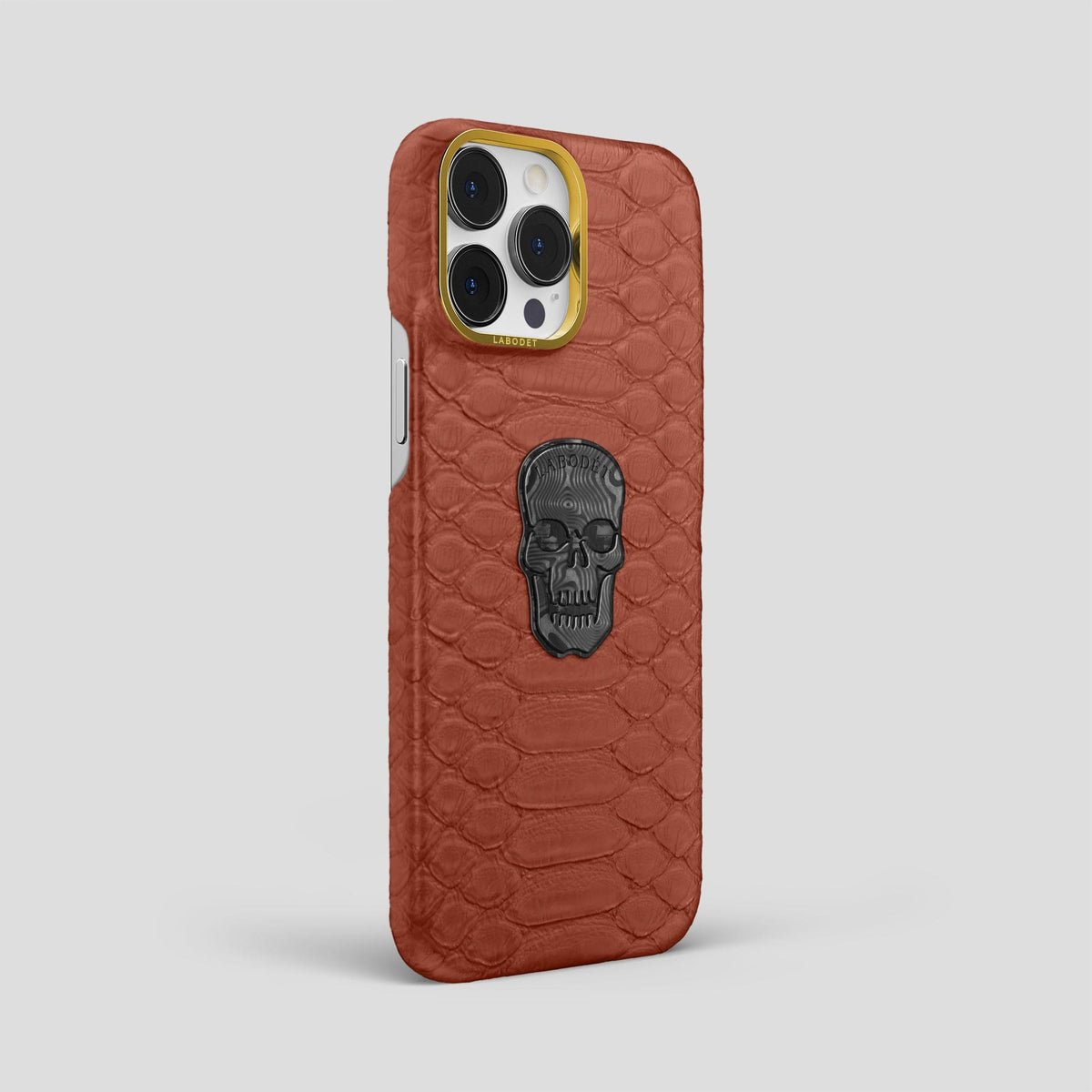 Brown iPhone 13 Pro Max Classic Case Python with Gold Metal -2 | Brown-Gold