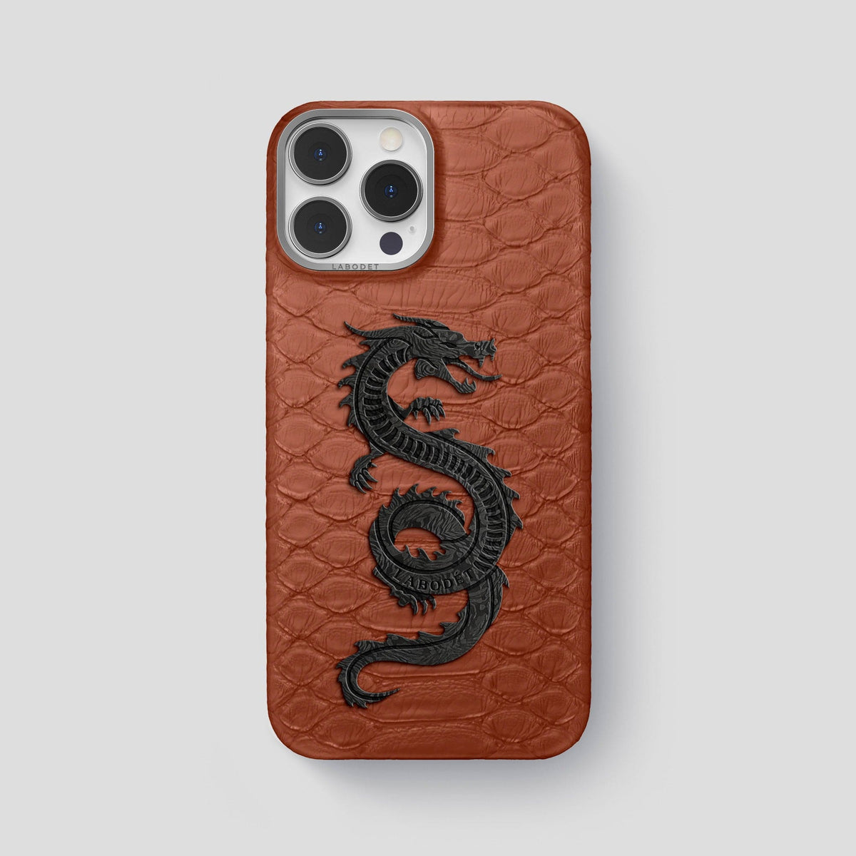 Brown iPhone 13 Pro Max Classic Case Python with Steel Metal -1 | Brown-Steel