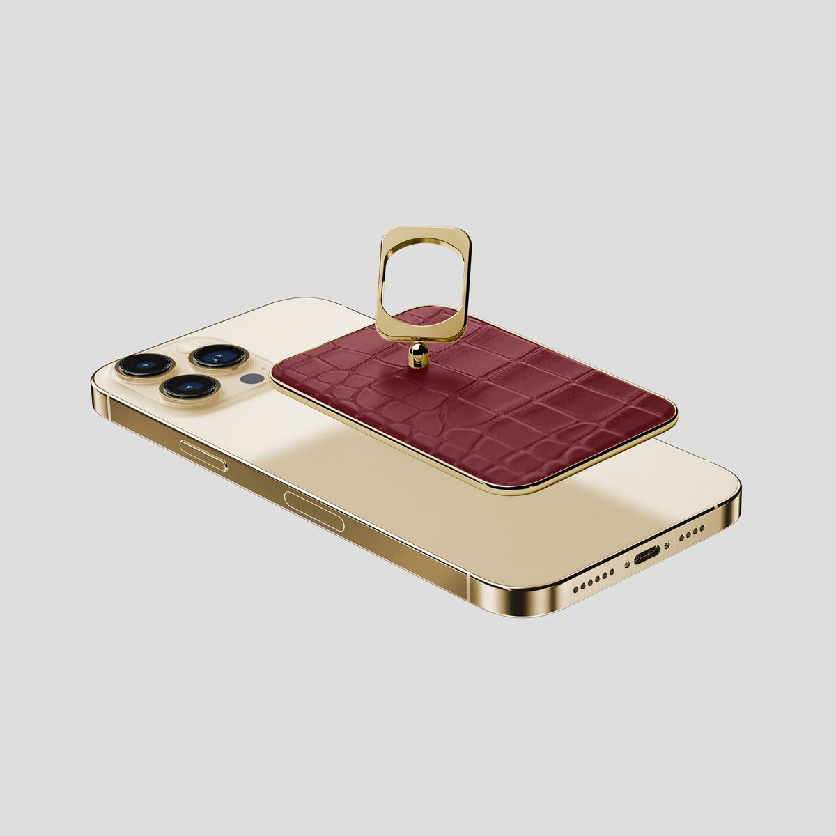 Burgundy MagSafe Ring iPhone 13 Pro Max Alligator with Gold Metal -4 | Burgundy-Gold