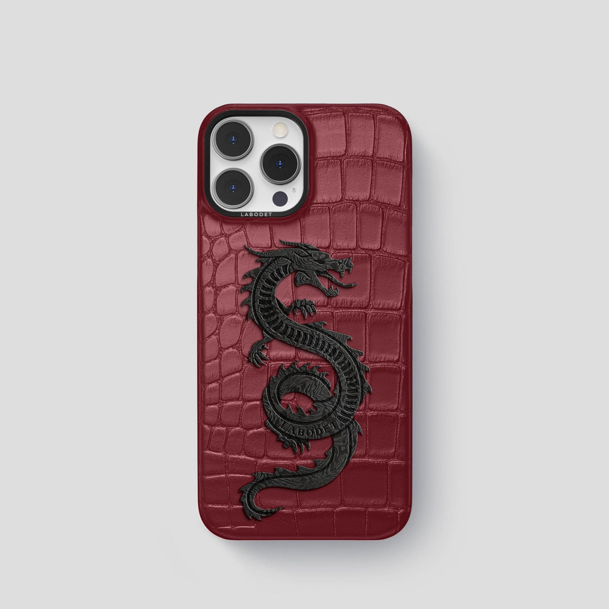 Burgundy iPhone 13 Pro Classic Case Alligator with Black Metal -1 | Burgundy-Black
