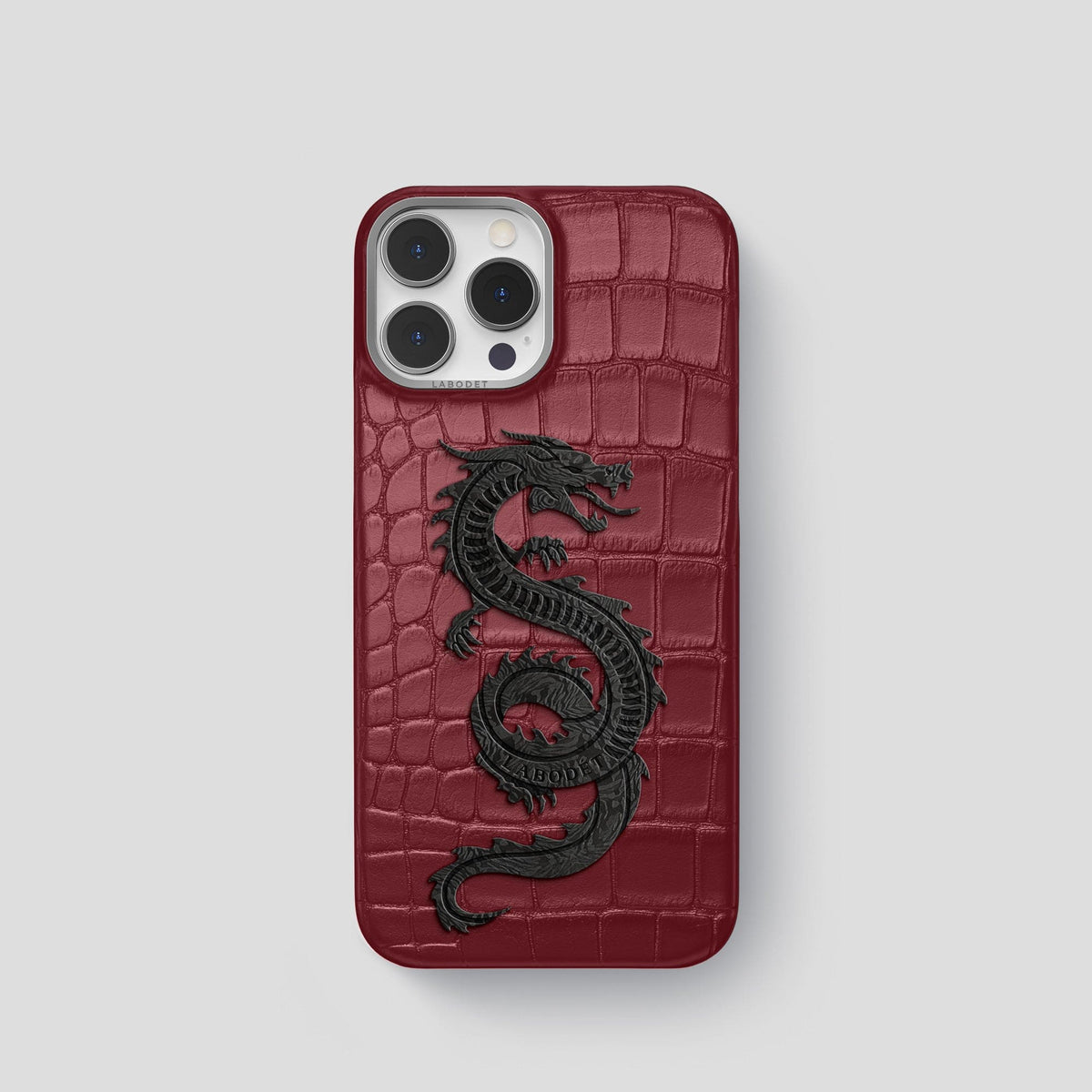 Burgundy iPhone 13 Pro Classic Case Alligator with Steel Metal -1 | Burgundy-Steel