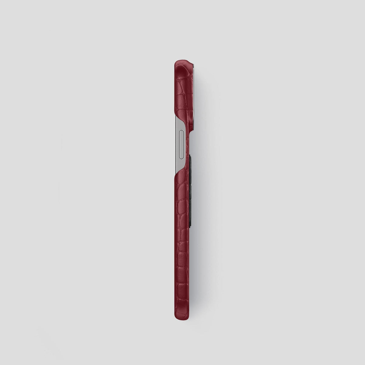 Burgundy iPhone 13 Pro Classic Case Alligator with Steel Metal -3 | Burgundy-Steel