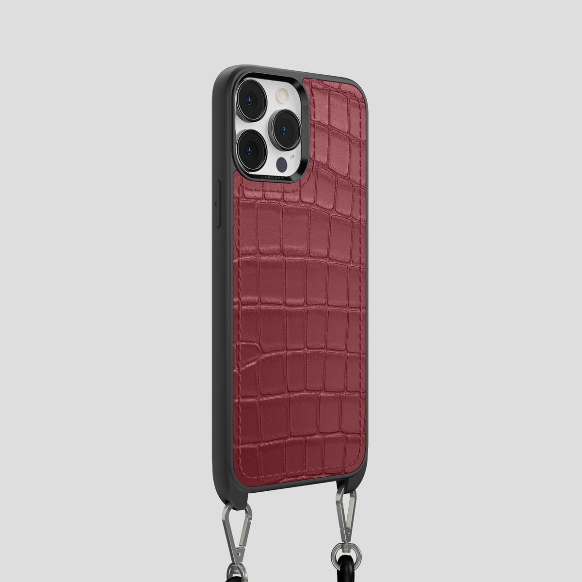 Burgundy iPhone 13 Pro Crossbody Sport Case Alligator -2 | Burgundy