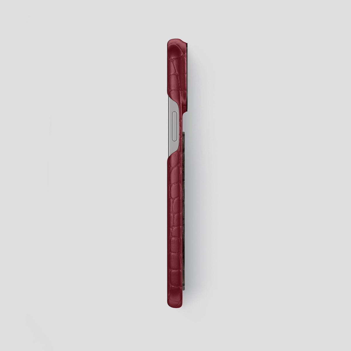 Burgundy iPhone 13 Pro Max Classic Case Alligator with Black Metal -3 | Burgundy-Black