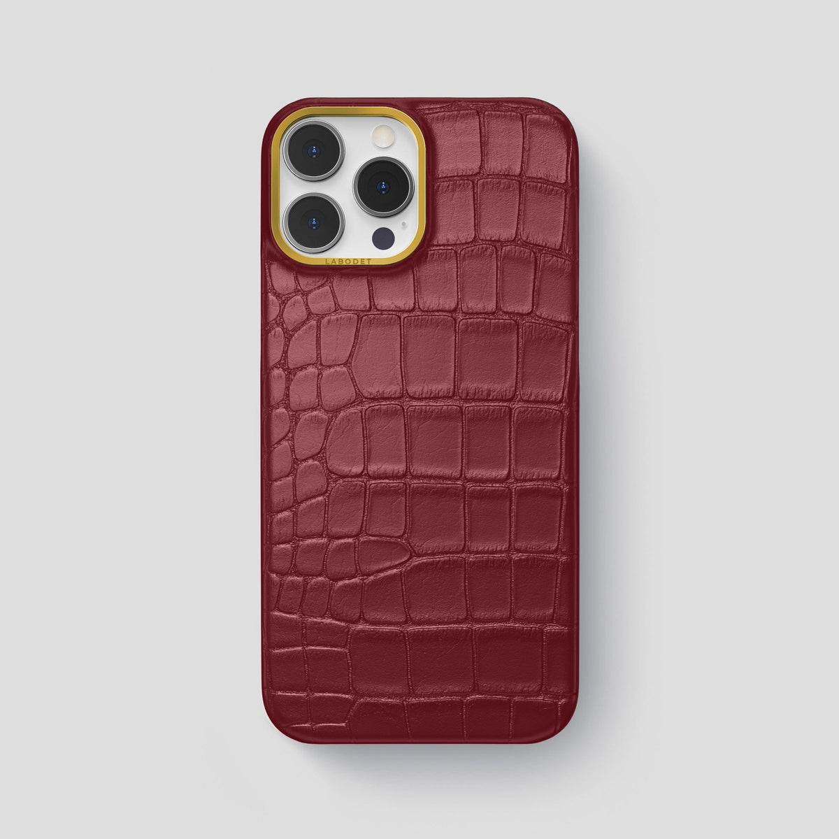 Burgundy iPhone 13 Pro Max Classic Case Alligator with Gold Metal -1 | Burgundy-Gold