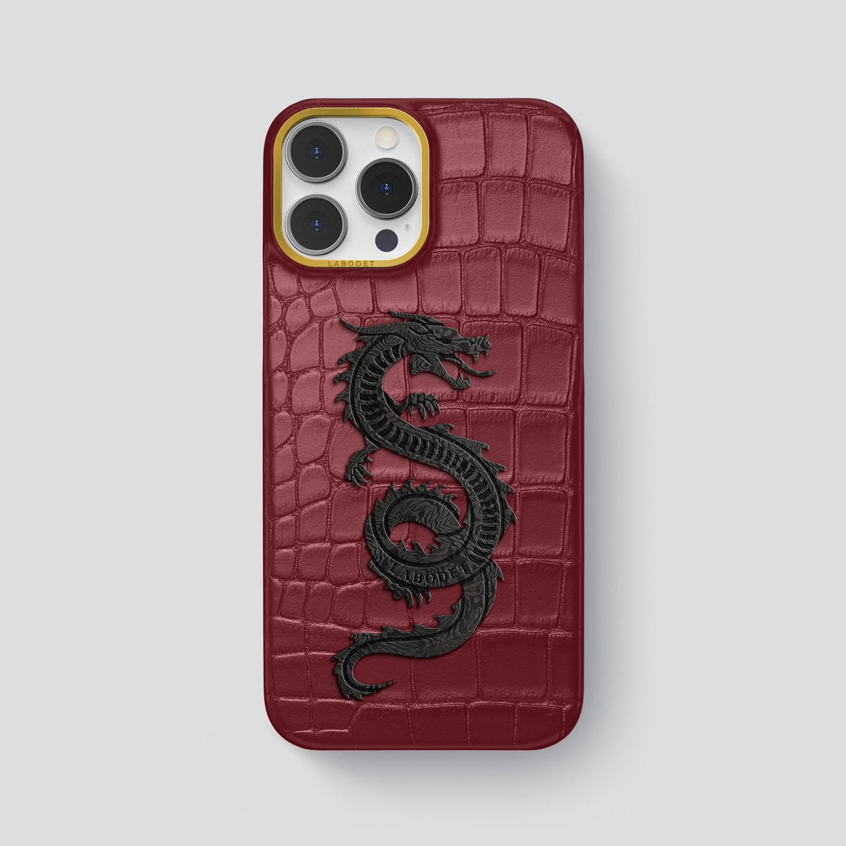 Burgundy iPhone 13 Pro Max Classic Case Alligator with Gold Metal -1 | Burgundy-Gold