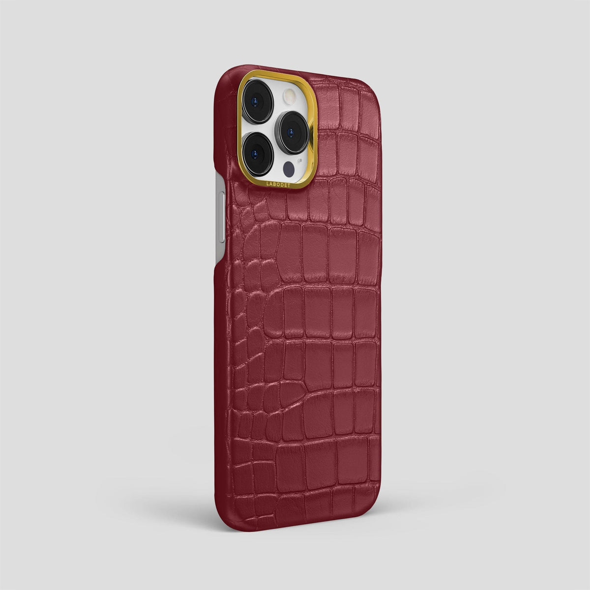 Burgundy iPhone 13 Pro Max Classic Case Alligator with Gold Metal -2 | Burgundy-Gold