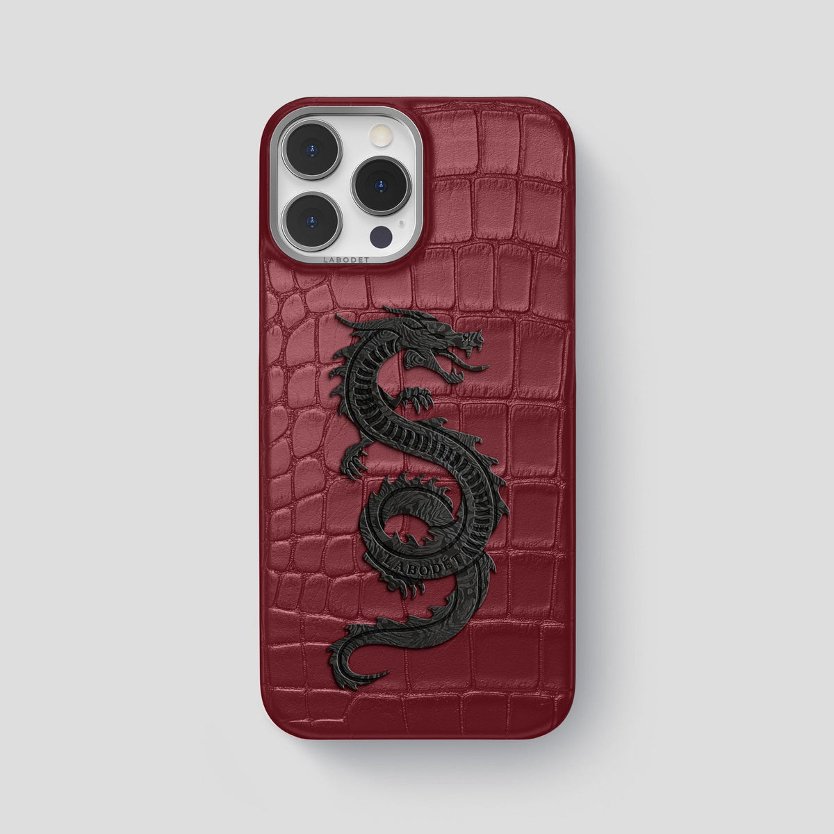 Burgundy iPhone 13 Pro Max Classic Case Alligator with Steel Metal -1 | Burgundy-Steel