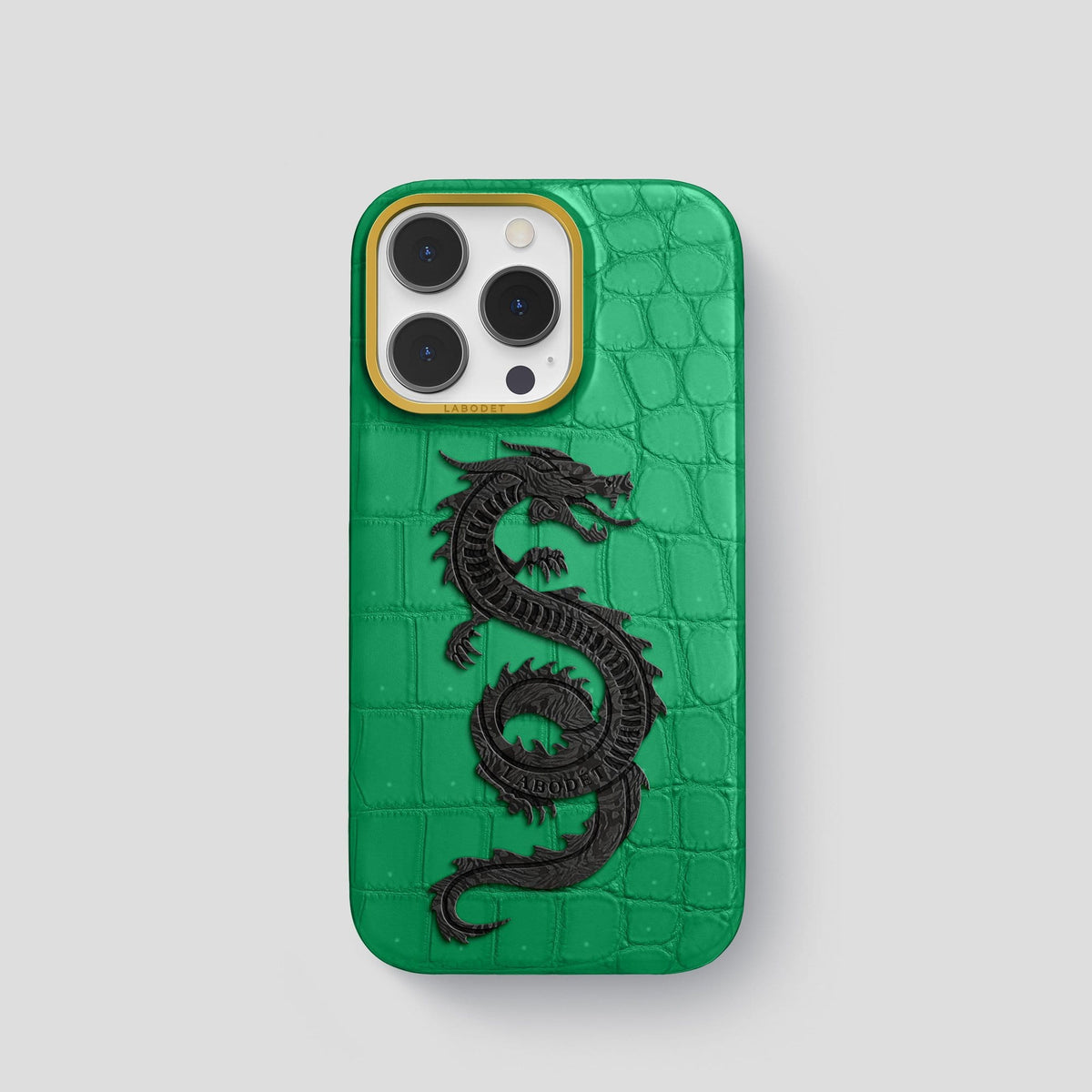 Cactus Green iPhone 13 Pro Classic Case with Gold Metal -1 | Cactus-Green-Gold