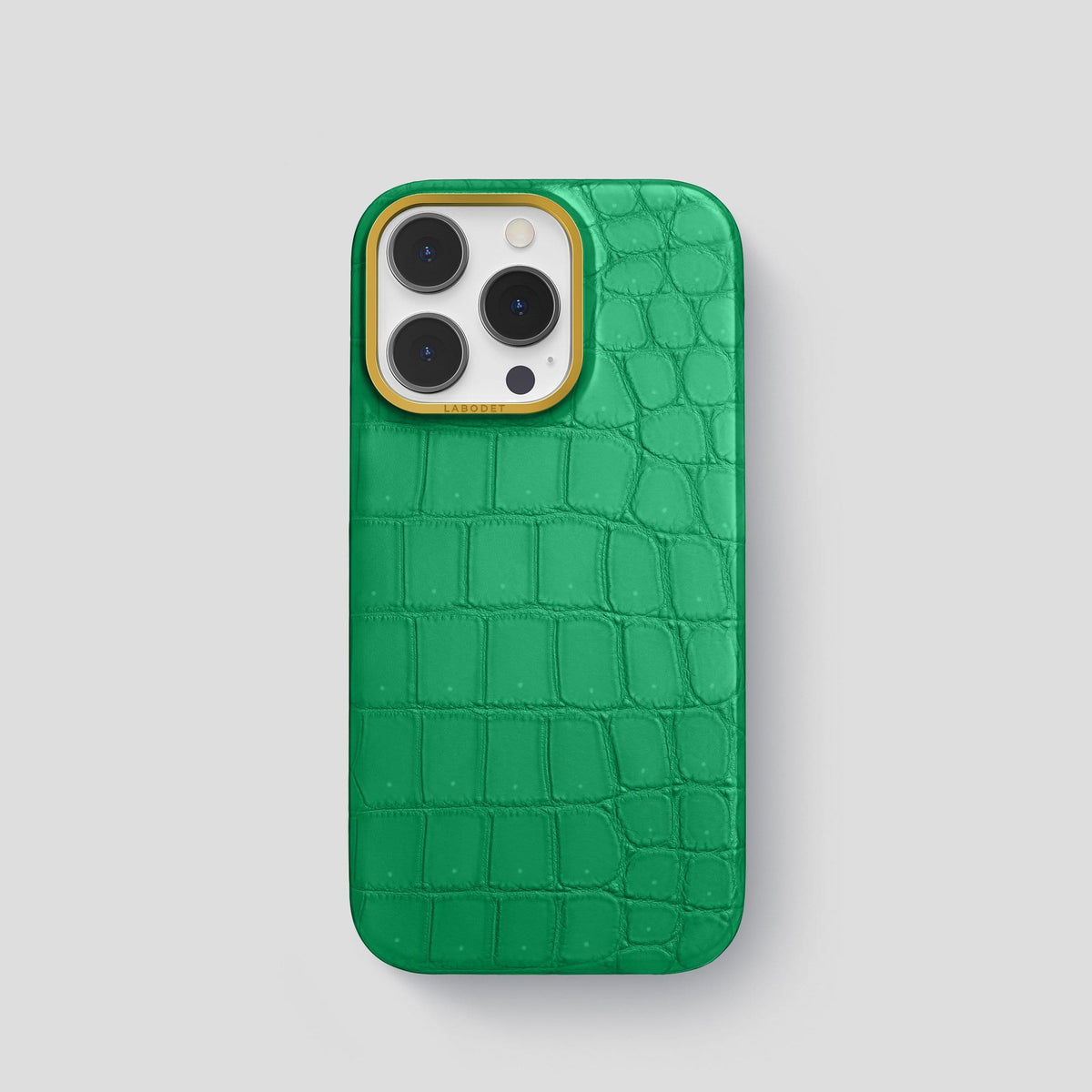 Cactus Green iPhone 13 Pro Classic Case with Gold Metal -1 | Cactus-Green-Gold