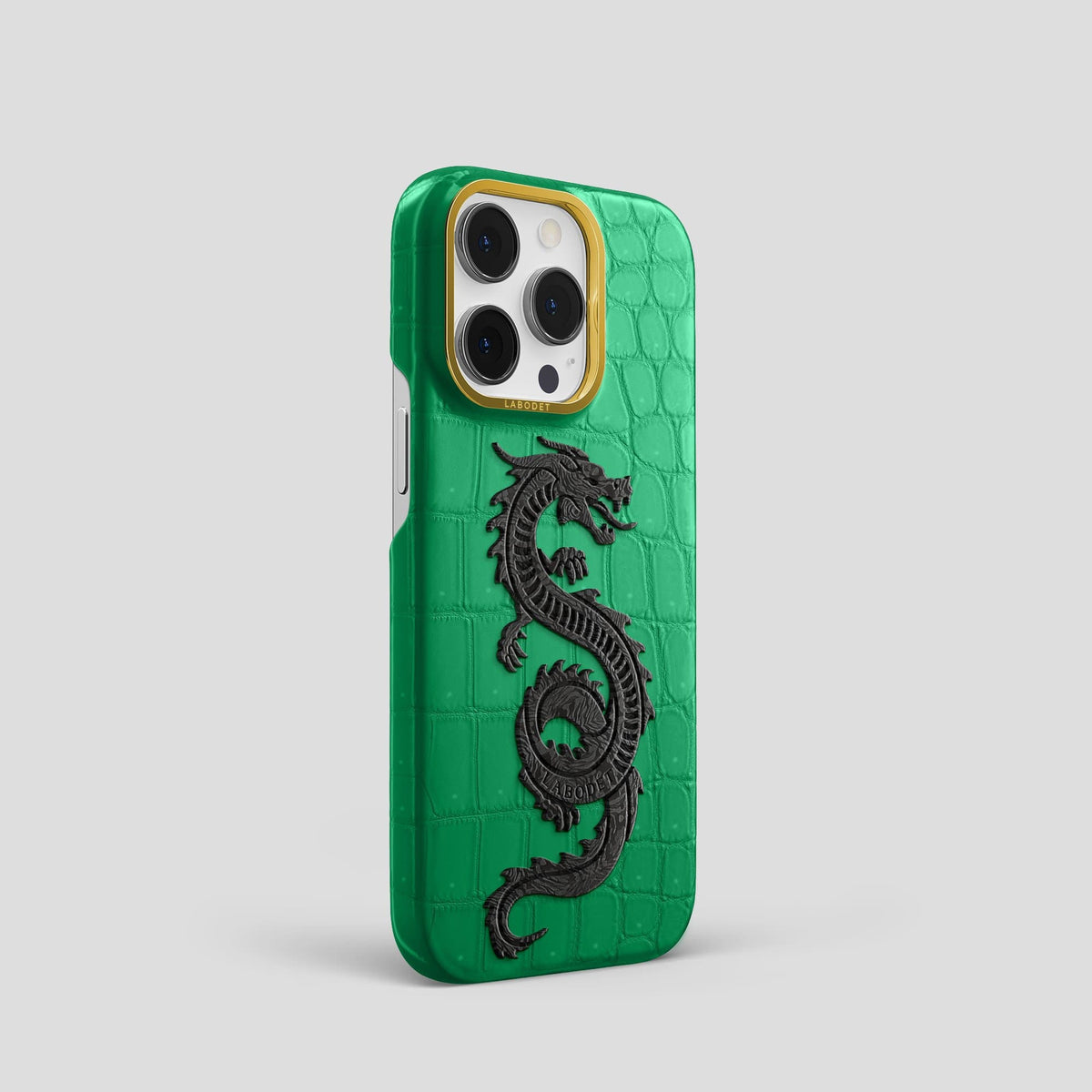 Cactus Green iPhone 13 Pro Classic Case with Gold Metal -2 | Cactus-Green-Gold