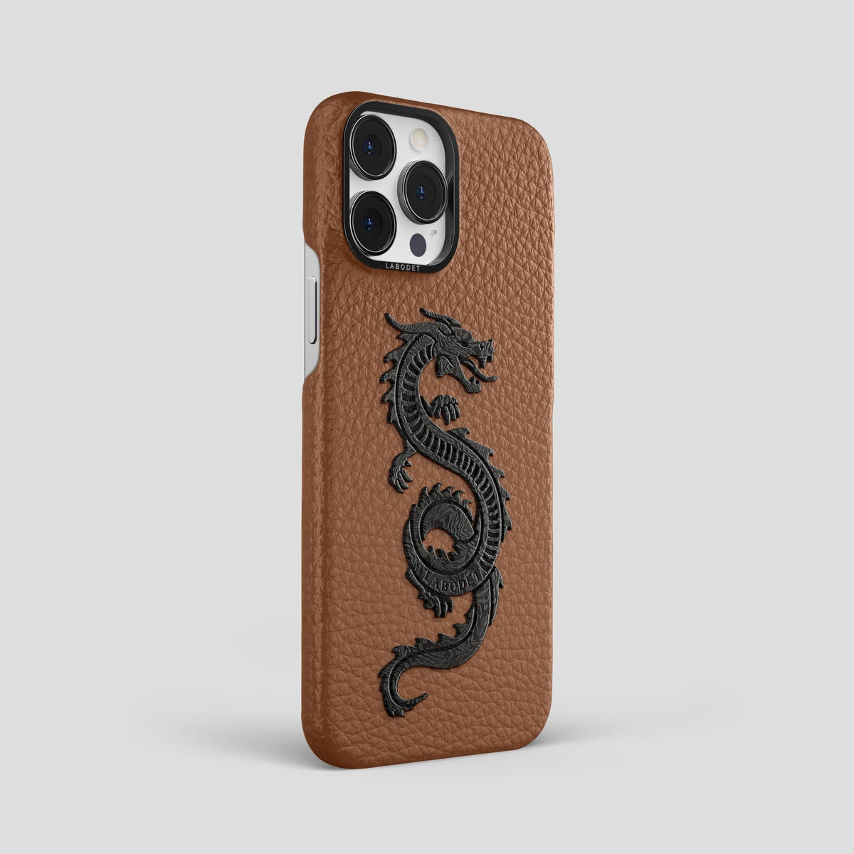 Caramel iPhone 13 Pro Max Classic Case Calf with Black Metal -2 | Caramel-Black