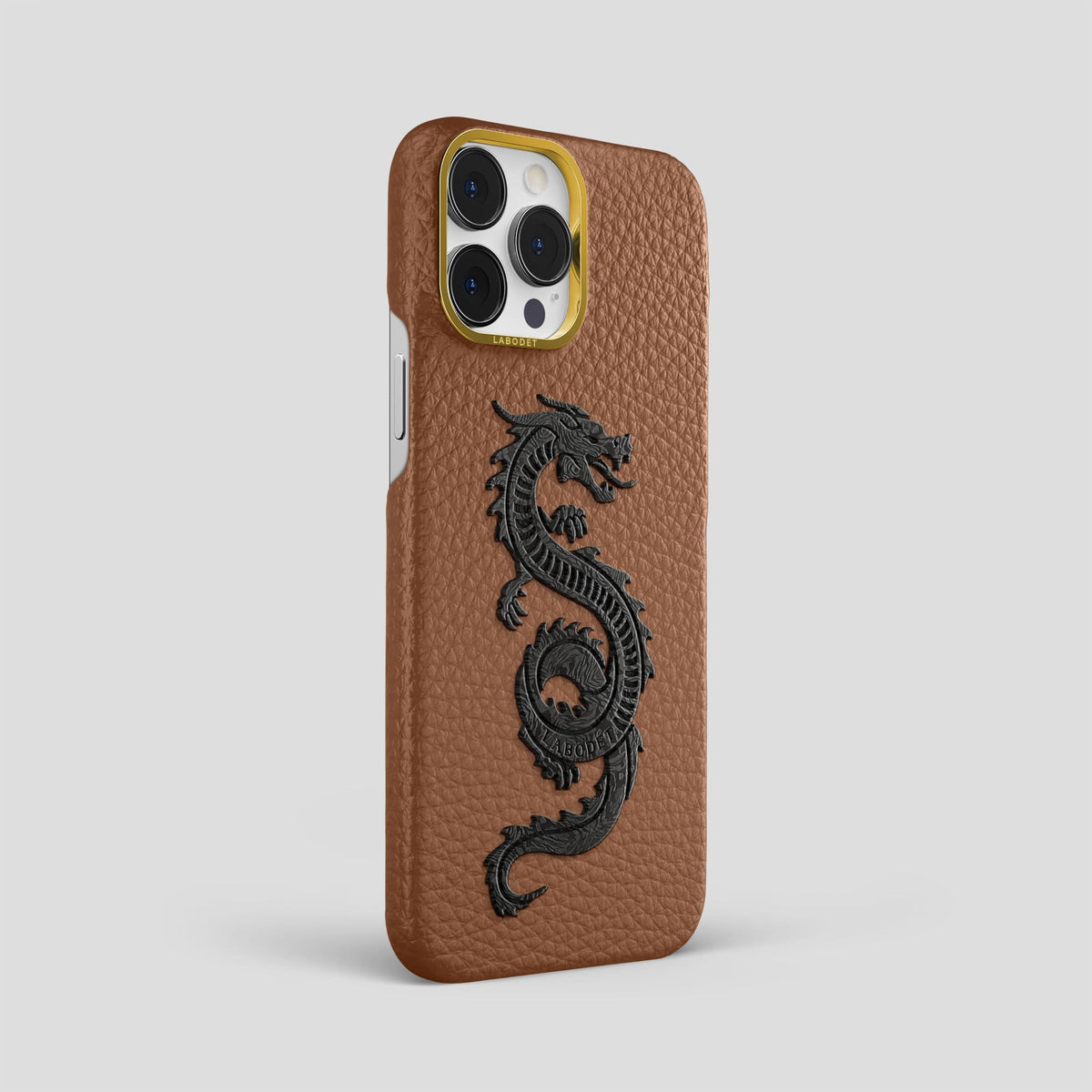 Caramel iPhone 13 Pro Max Classic Case Calf with Gold Metal -2 | Caramel-Gold