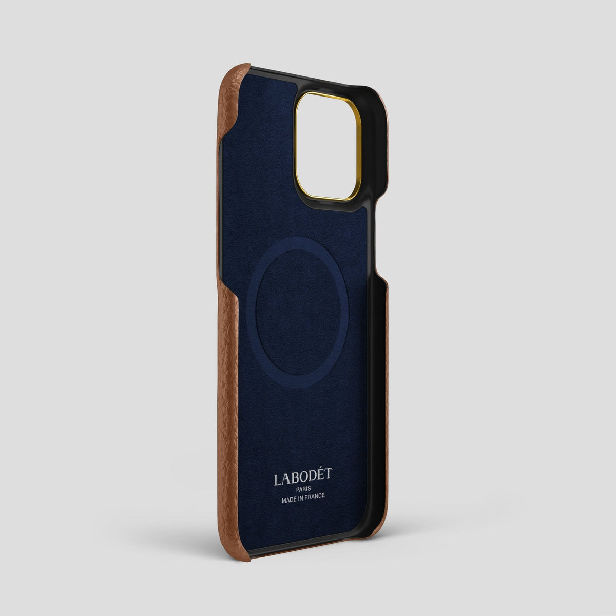 Caramel iPhone 13 Pro Max Classic Case Calf with Gold Metal -4 | Caramel-Gold