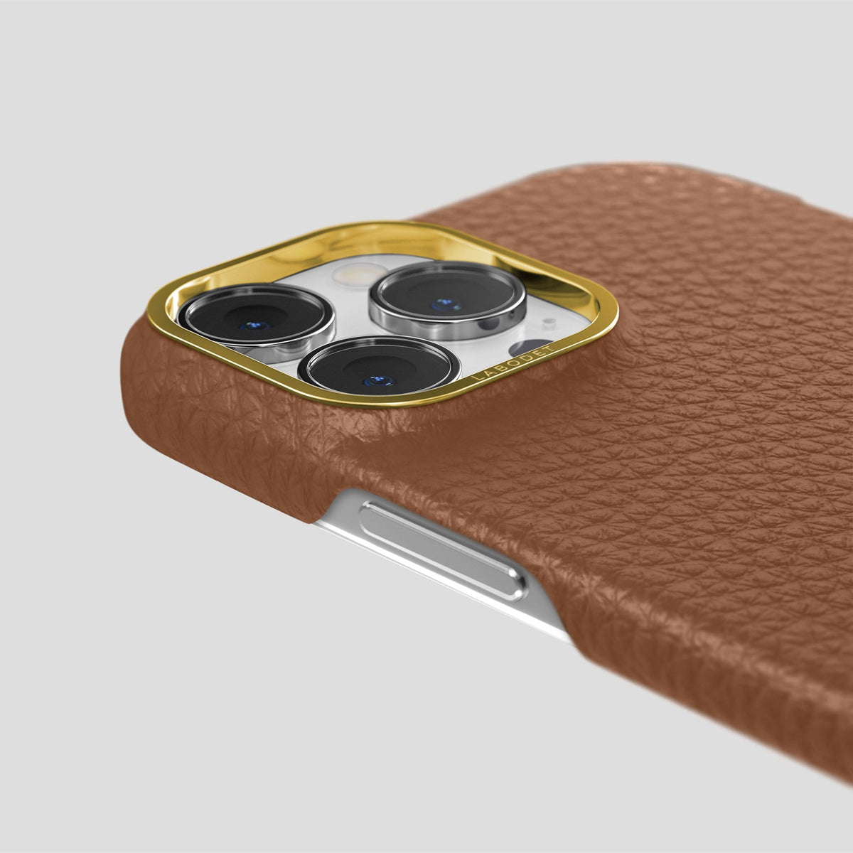 Caramel iPhone 13 Pro Max Classic Case Calf with Gold Metal -6 | Caramel-Gold