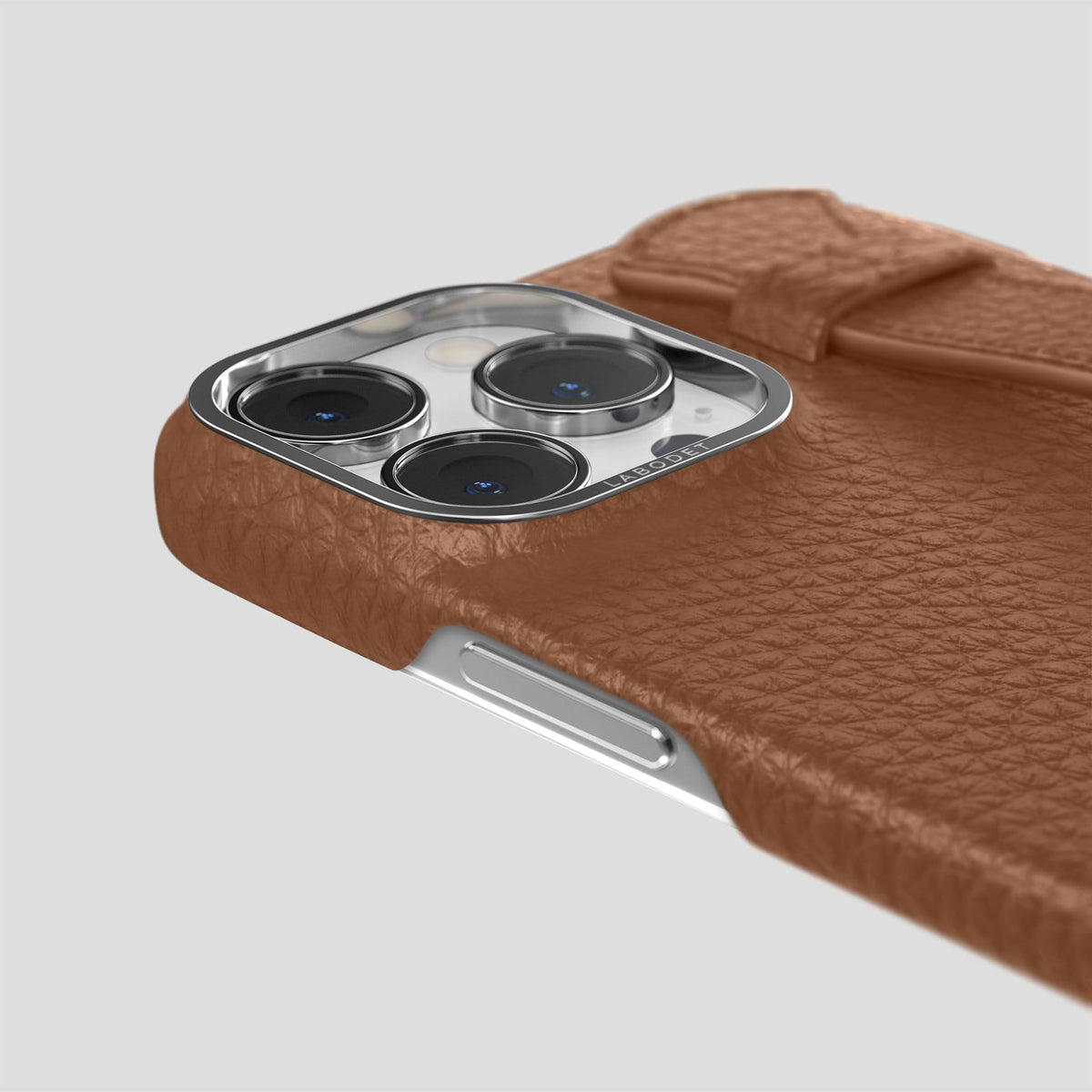 Caramel iPhone 13 Pro Max Strap Case Calf with Steel Metal -6 | Caramel-Steel