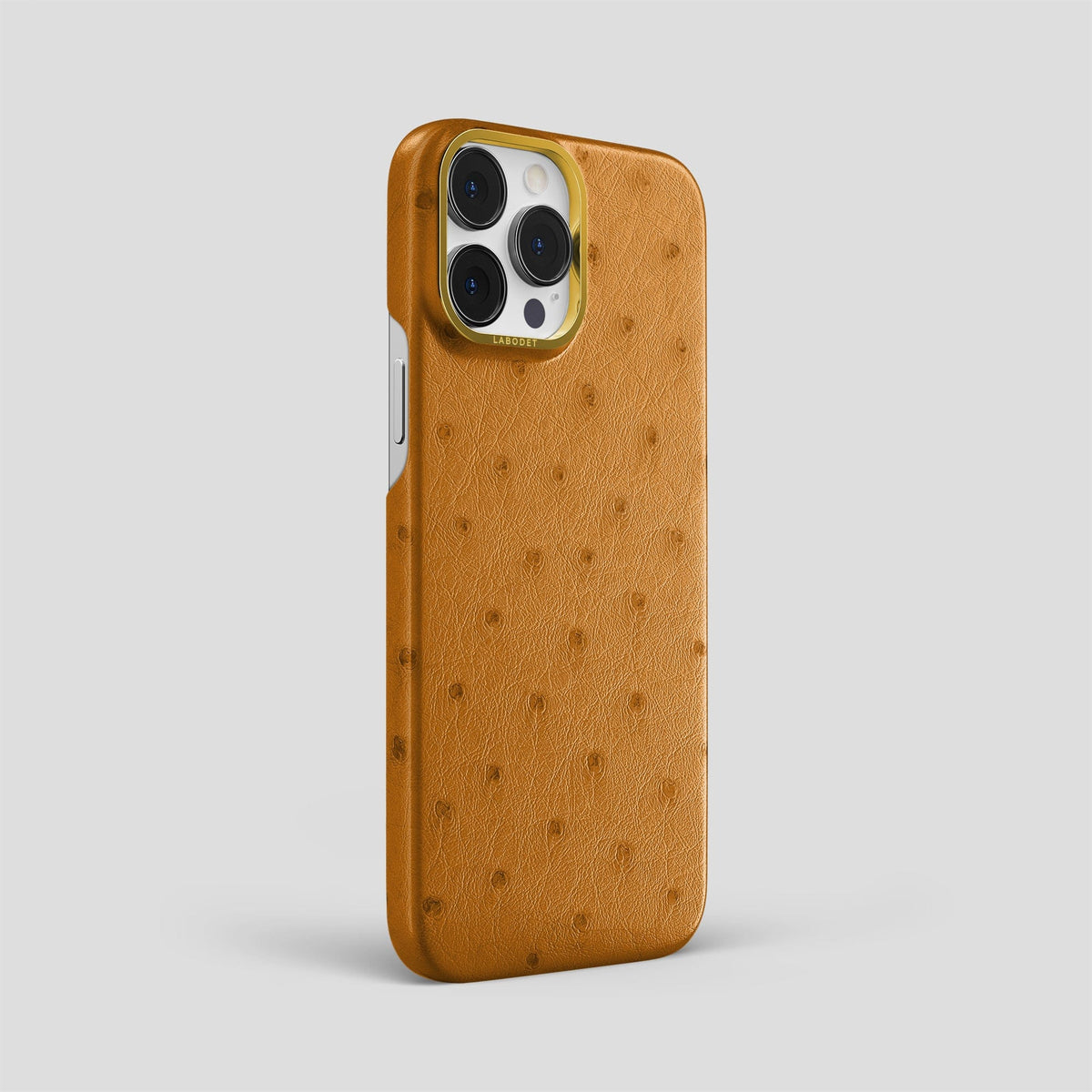 Chestnut iPhone 13 Pro Max Classic Case Ostrich with Gold Metal -2 | Chestnut-Gold