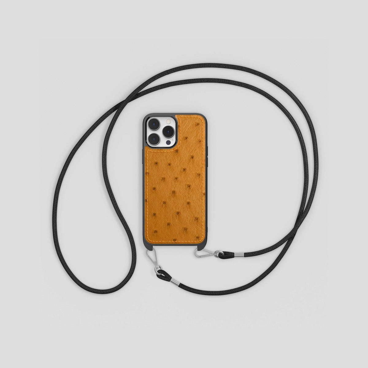 Chestnut iPhone 13 Pro Max Crossbody Case Ostrich -6 | Chestnut