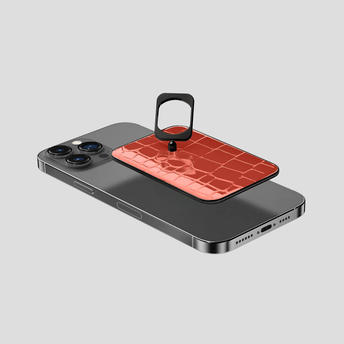Coral Orange MagSafe Ring iPhone 13 Pro Max with Black Metal -4 | Coral-Orange-Black