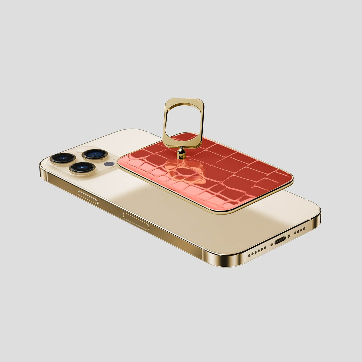 Coral Orange MagSafe Ring iPhone 13 Pro Max with Gold Metal -4 | Coral-Orange-Gold