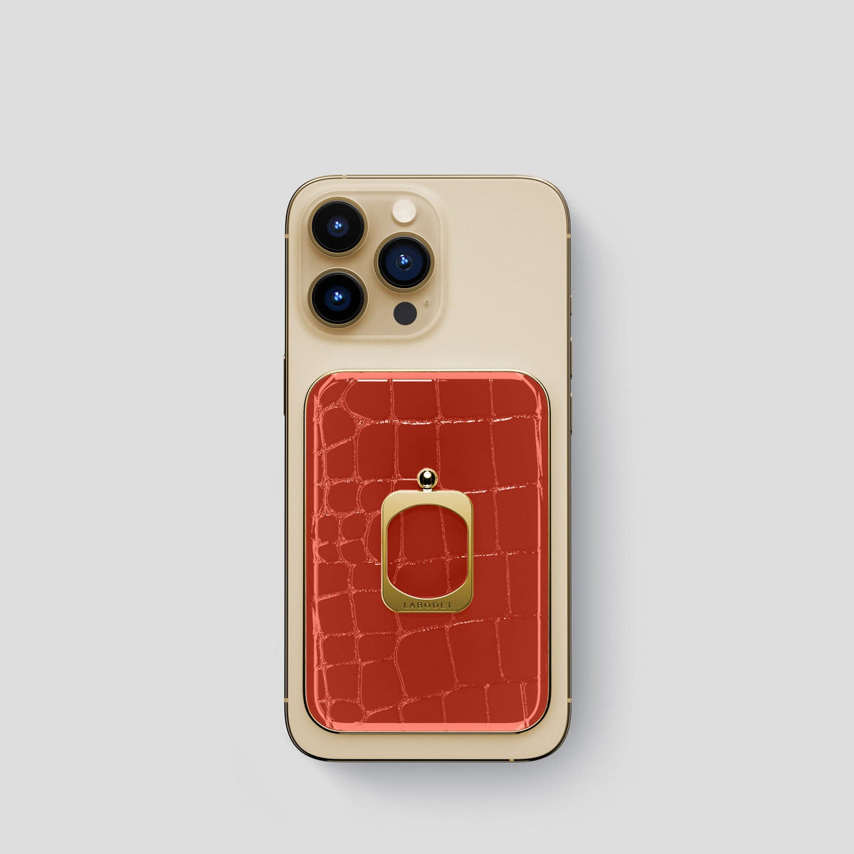 Coral Orange MagSafe Ring iPhone 13 Pro with Gold Metal -2 | Coral-Orange-Gold