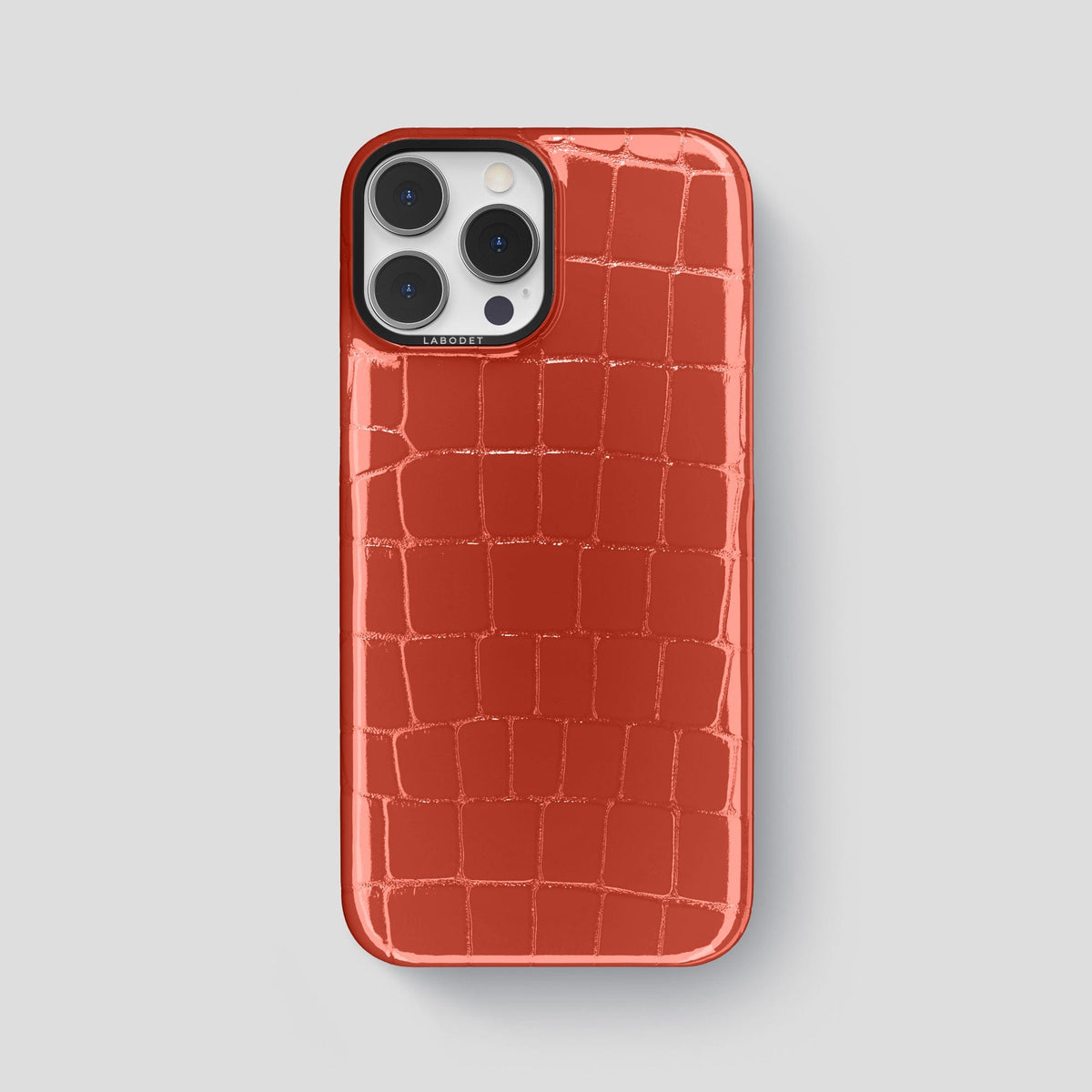 Coral Orange iPhone 13 Pro Max Classic Case with Black Metal -1 | Coral-Orange-Black