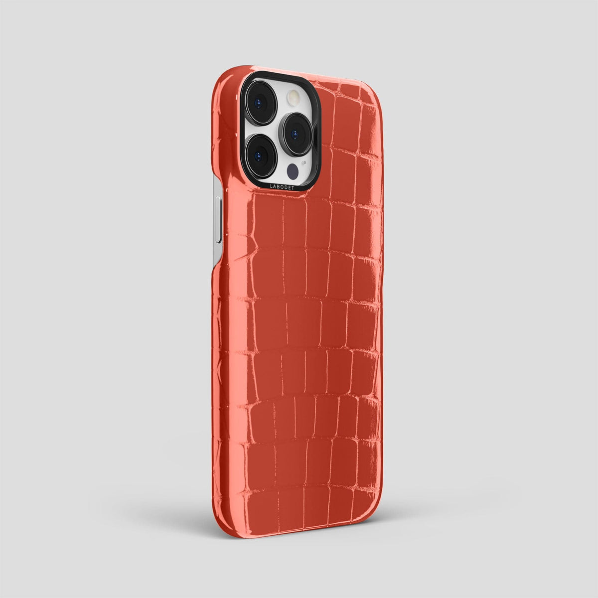 Coral Orange iPhone 13 Pro Max Classic Case with Black Metal -2 | Coral-Orange-Black