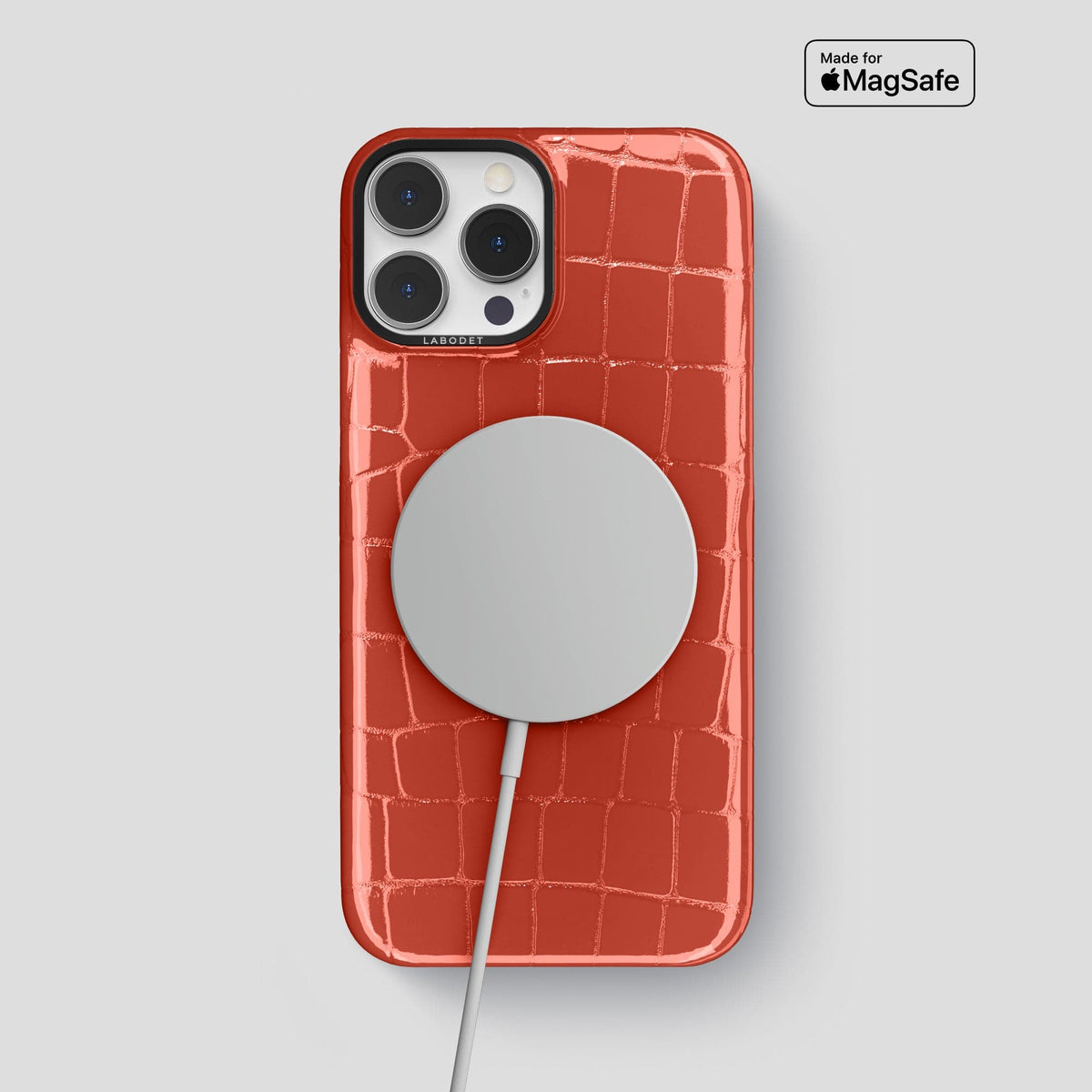 Coral Orange iPhone 13 Pro Max Classic Case with Black Metal -5 | Coral-Orange-Black