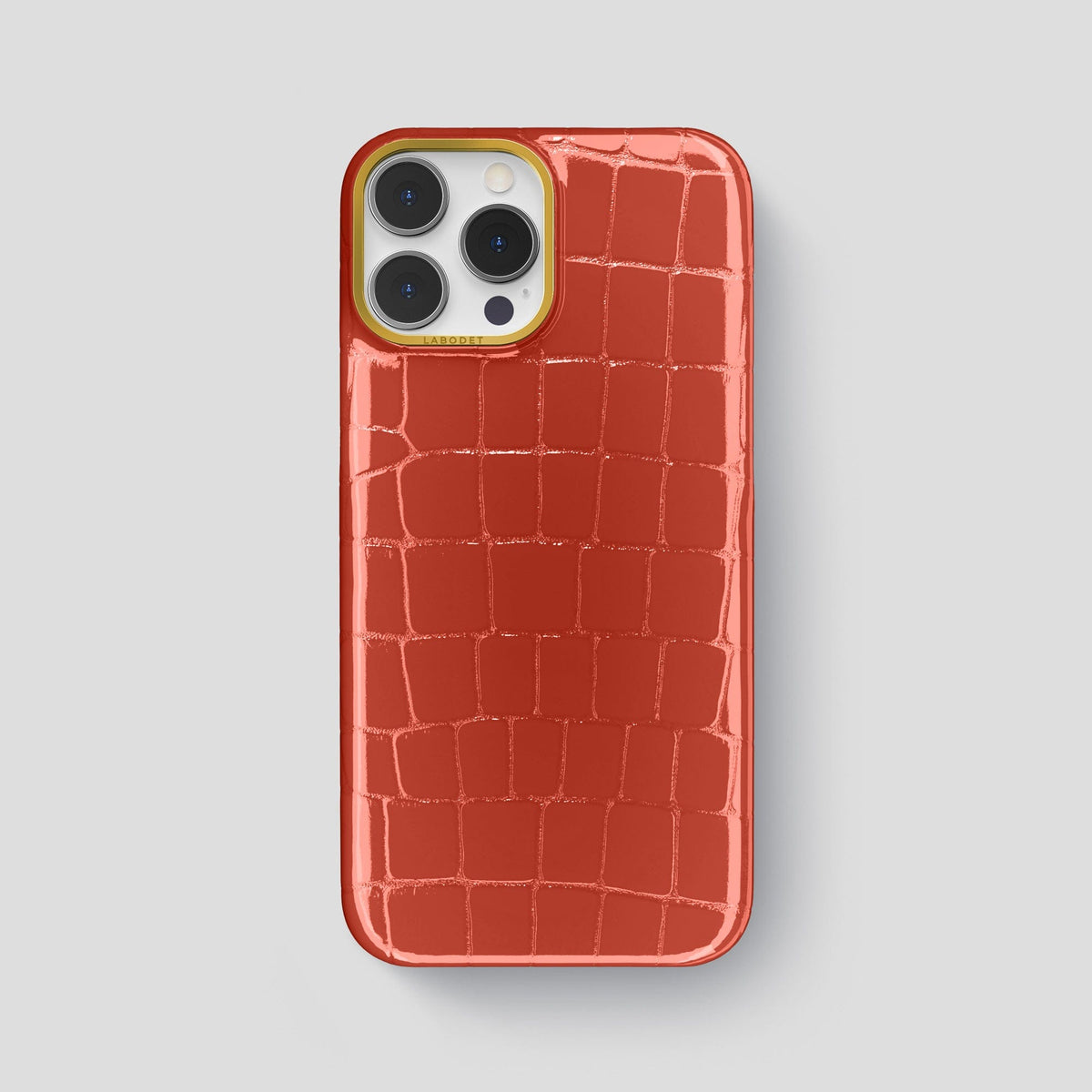 Coral Orange iPhone 13 Pro Max Classic Case with Gold Metal -1 | Coral-Orange-Gold