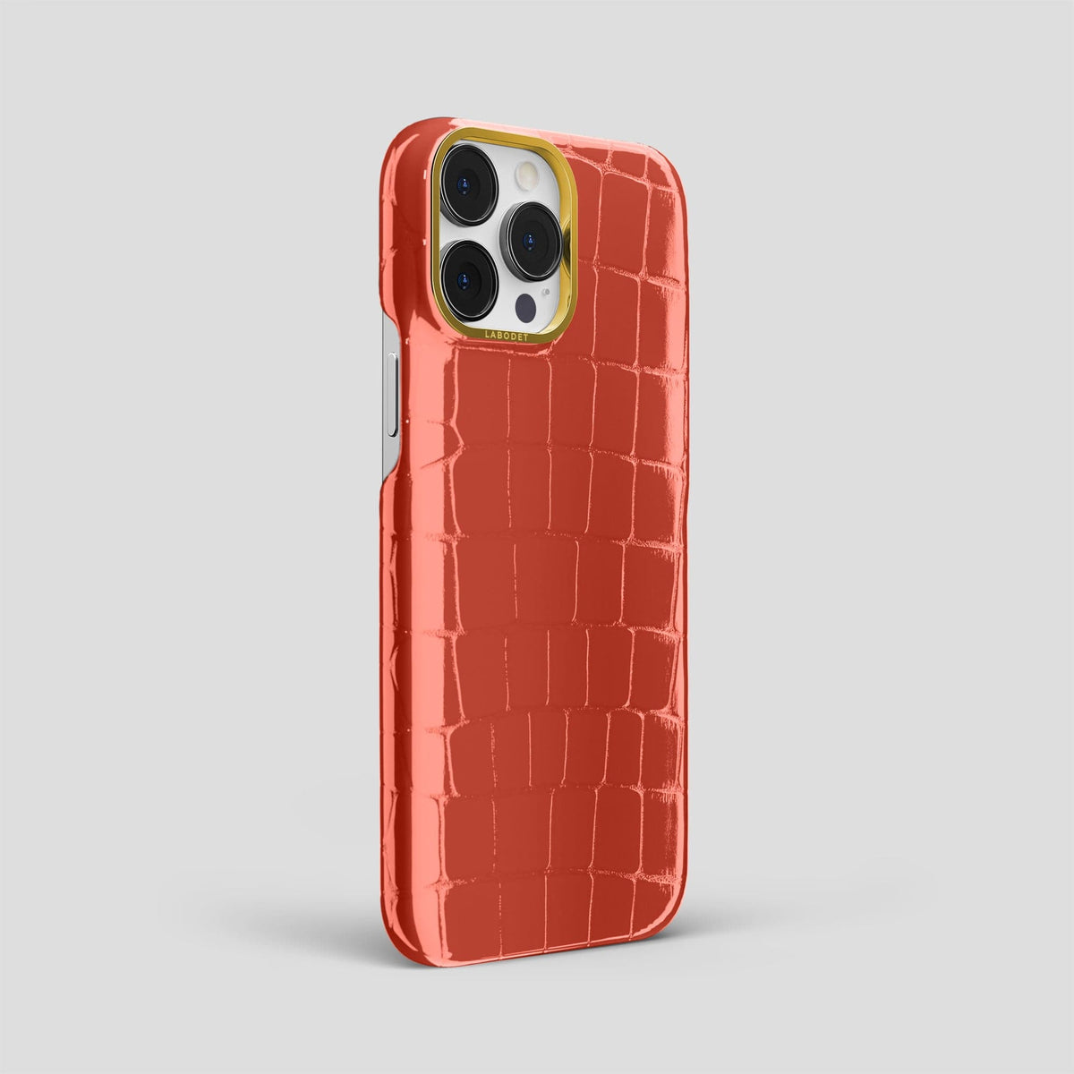 Coral Orange iPhone 13 Pro Max Classic Case with Gold Metal -2 | Coral-Orange-Gold