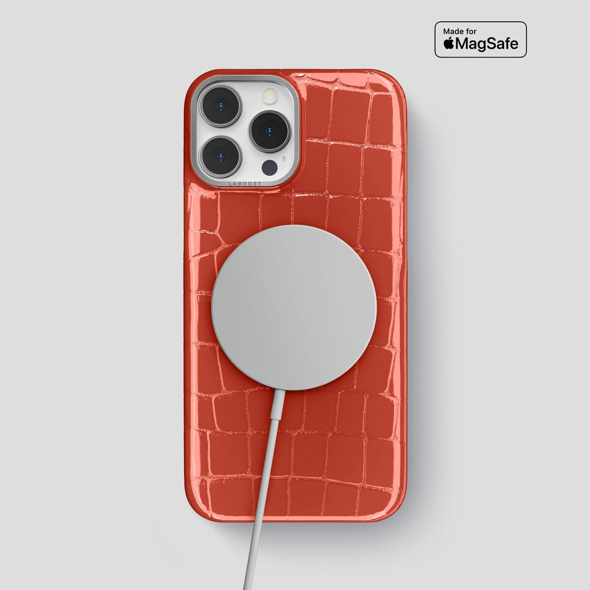 Coral Orange iPhone 13 Pro Max Classic Case with Steel Metal -5 | Coral-Orange-Steel
