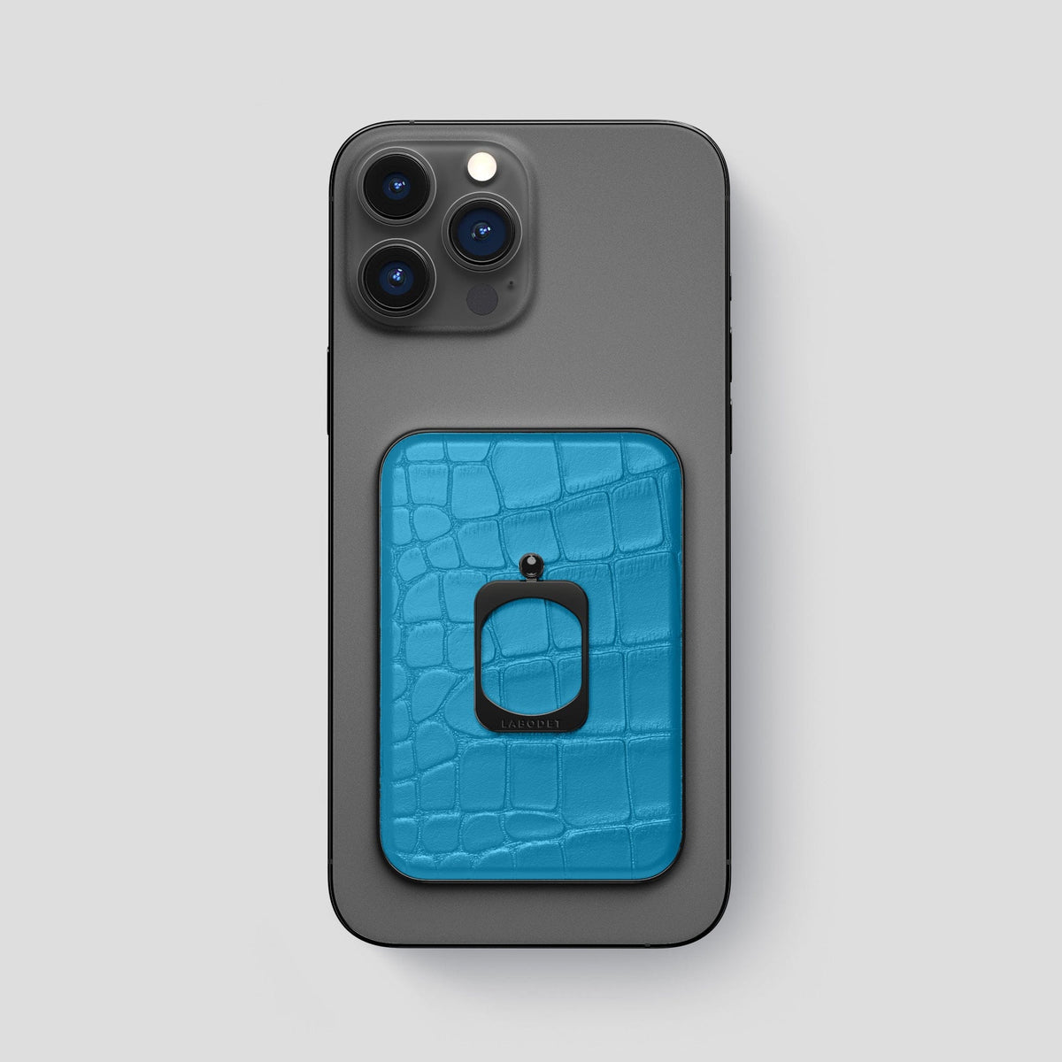 Curaçao-Blue MagSafe Ring iPhone 13 Pro Max Alligator with Black Metal -1 | Curaçao-Blue-Black