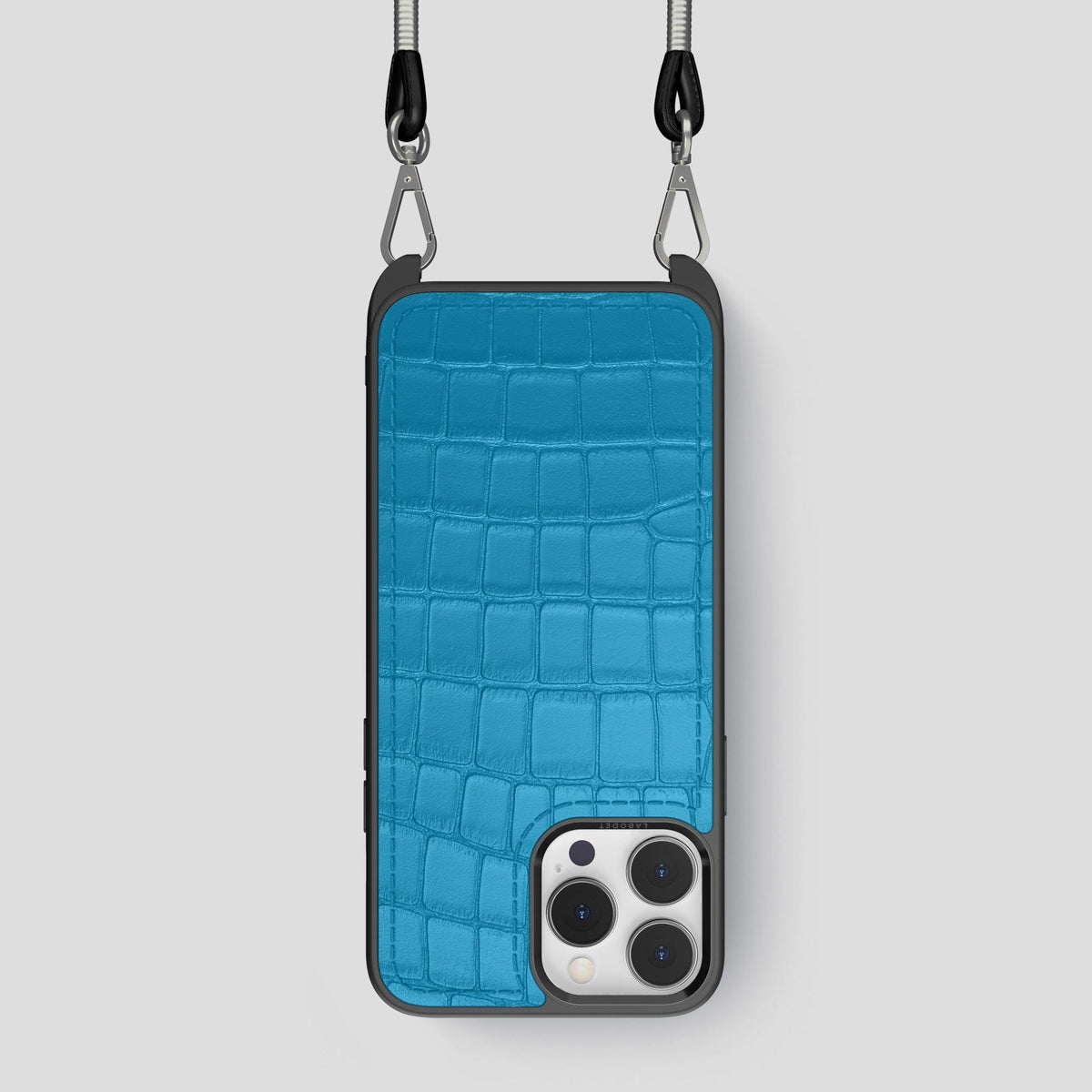 Curaçao-Blue iPhone 13 Pro Crossbody Sport Case Alligator -1 | Curaçao-Blue