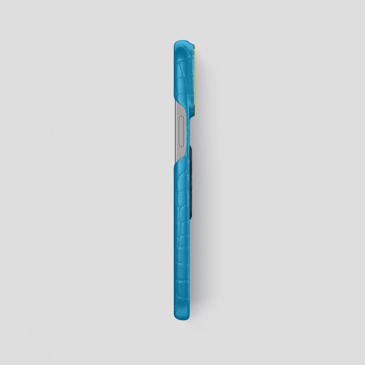Curaçao-Blue iPhone 13 Pro Max Classic Case Alligator with Gold Metal -3 | Curaçao-Blue-Gold